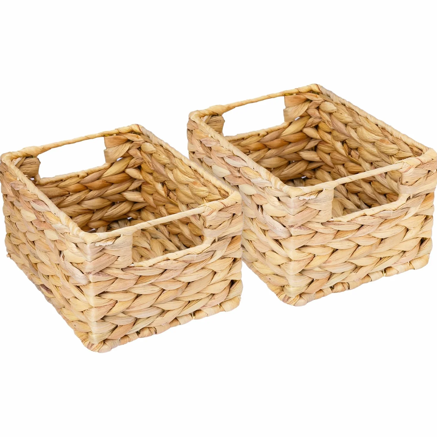 HMF Kosz do przechowywania, pleciony z hiacyntu wodnego trawy morskiej, zestaw 2 sztuk, rozmiar S, 22 x 17 x 12 cm
