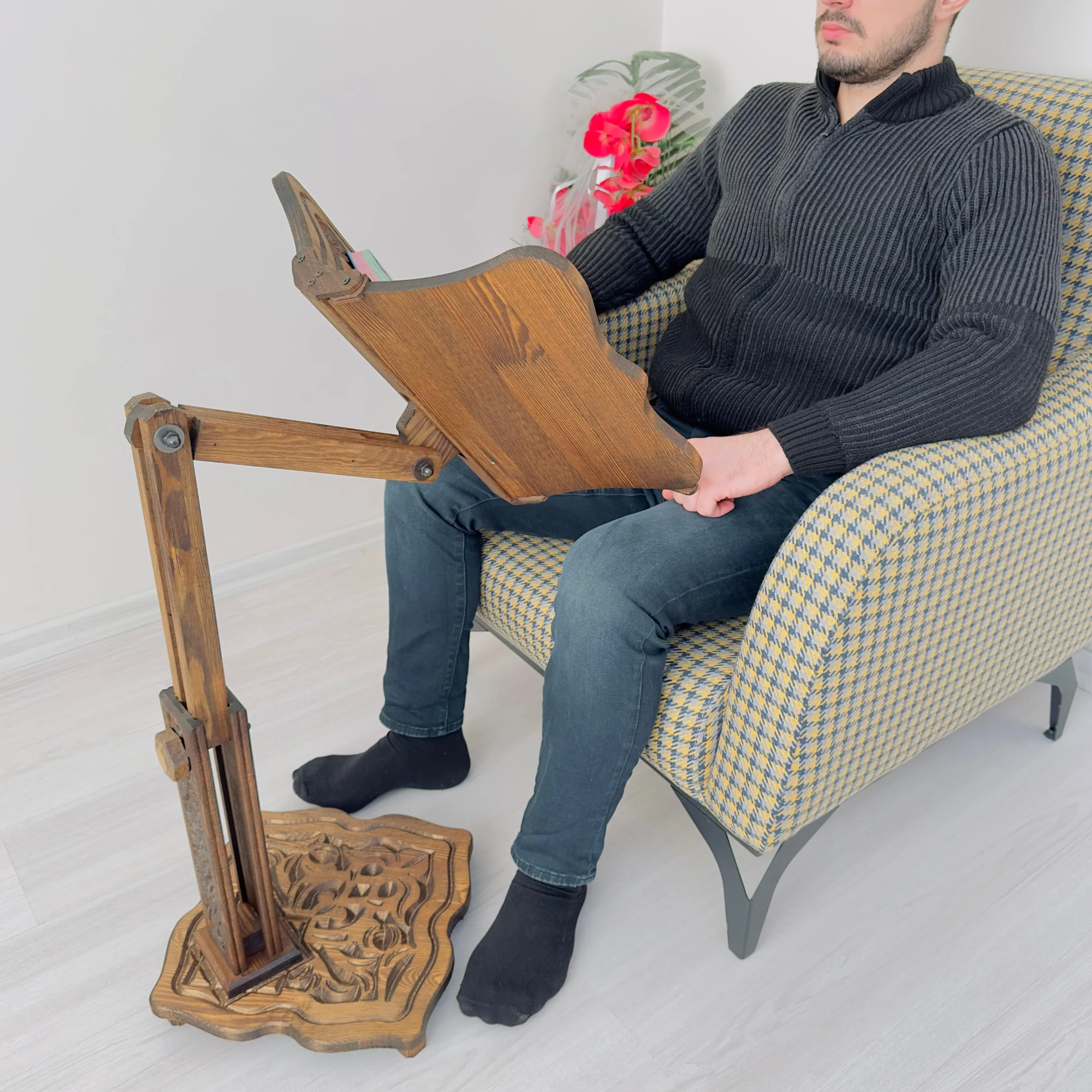 Duży regulowany drewniany stojak na książki na ciężkie książki, Koran, Biblia, słownik, uchwyt na książki kucharskie, wielofunkcyjny ogromny stojak na książki