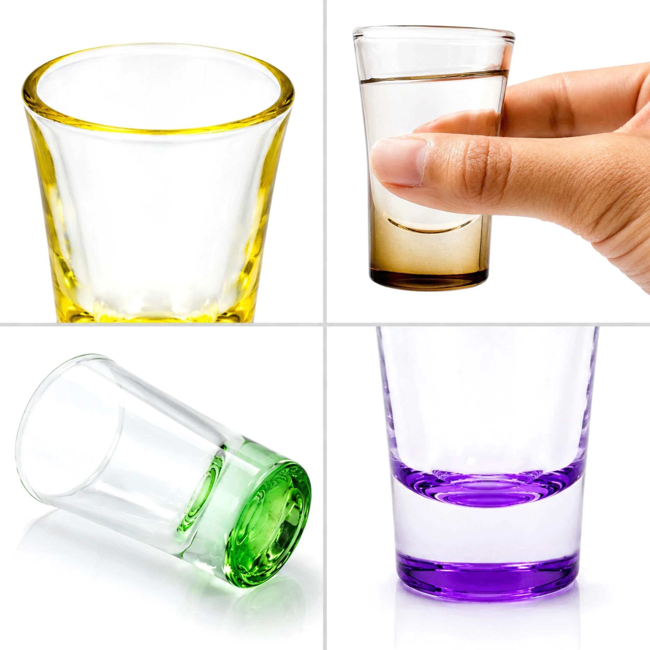 volila Kolorowe Kieliszki do Shotów - Zestaw 6 Kieliszków o Pojemności 25ml z Grubym Dnem - Małe Kieliszki do Jager Bomb, Jello Shots, Tequili i Do Napojów w Barze