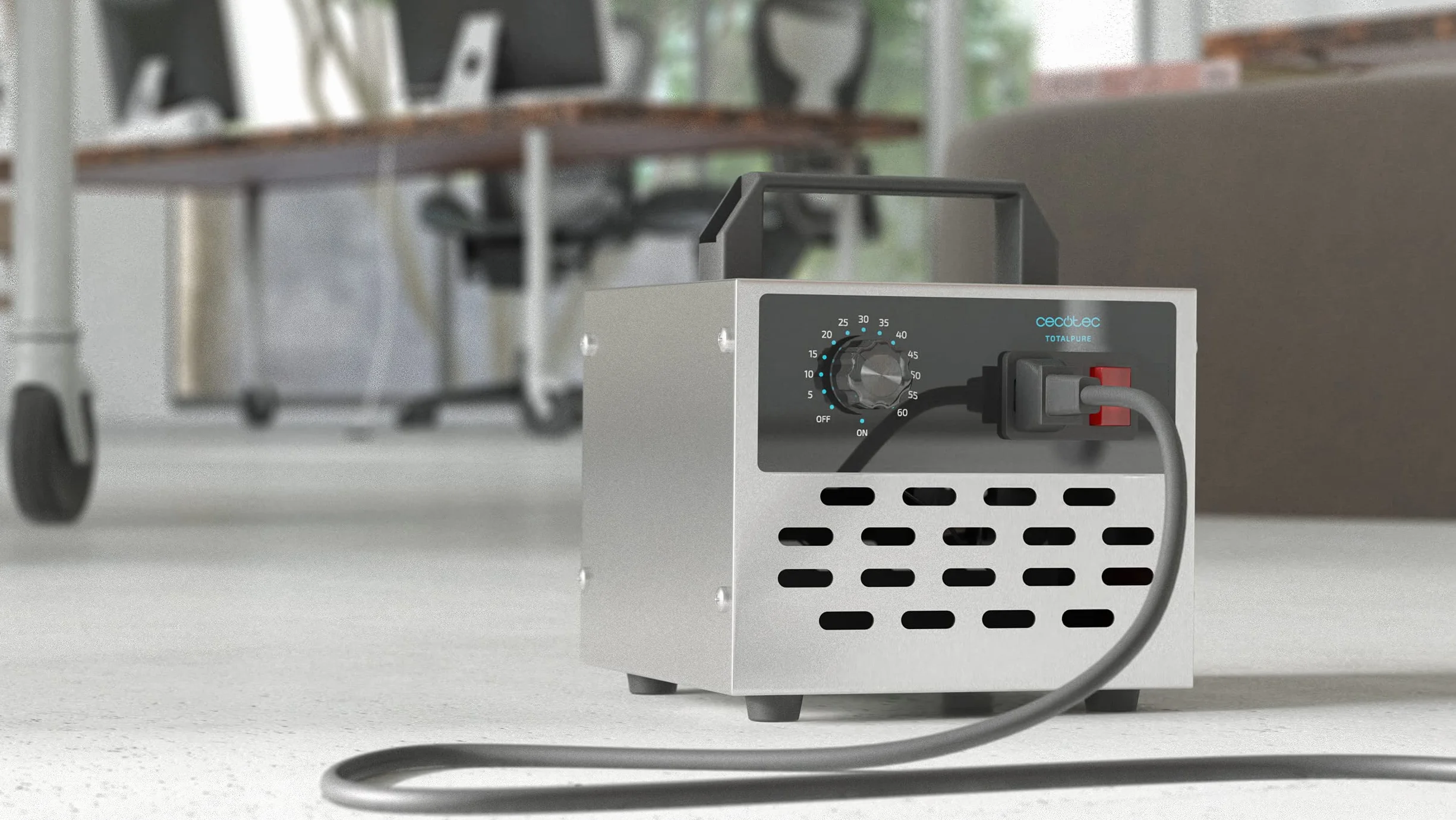 Cecotec Generator ozonu TotalPure 4000 Light Ozone. Moc 120 W, czyszczenie 28 g/h, timer, automatyczne wyłączanie, pokrycie do 100 m², łatwa obsługa, łatwy transport