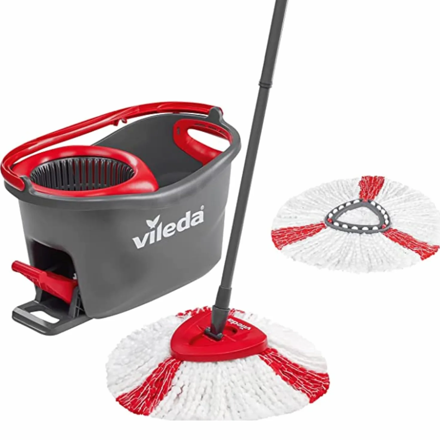 Vileda Turbo Easywring & Clean Mop, Szary/Czerwony, 48,6 x 29,6 cm