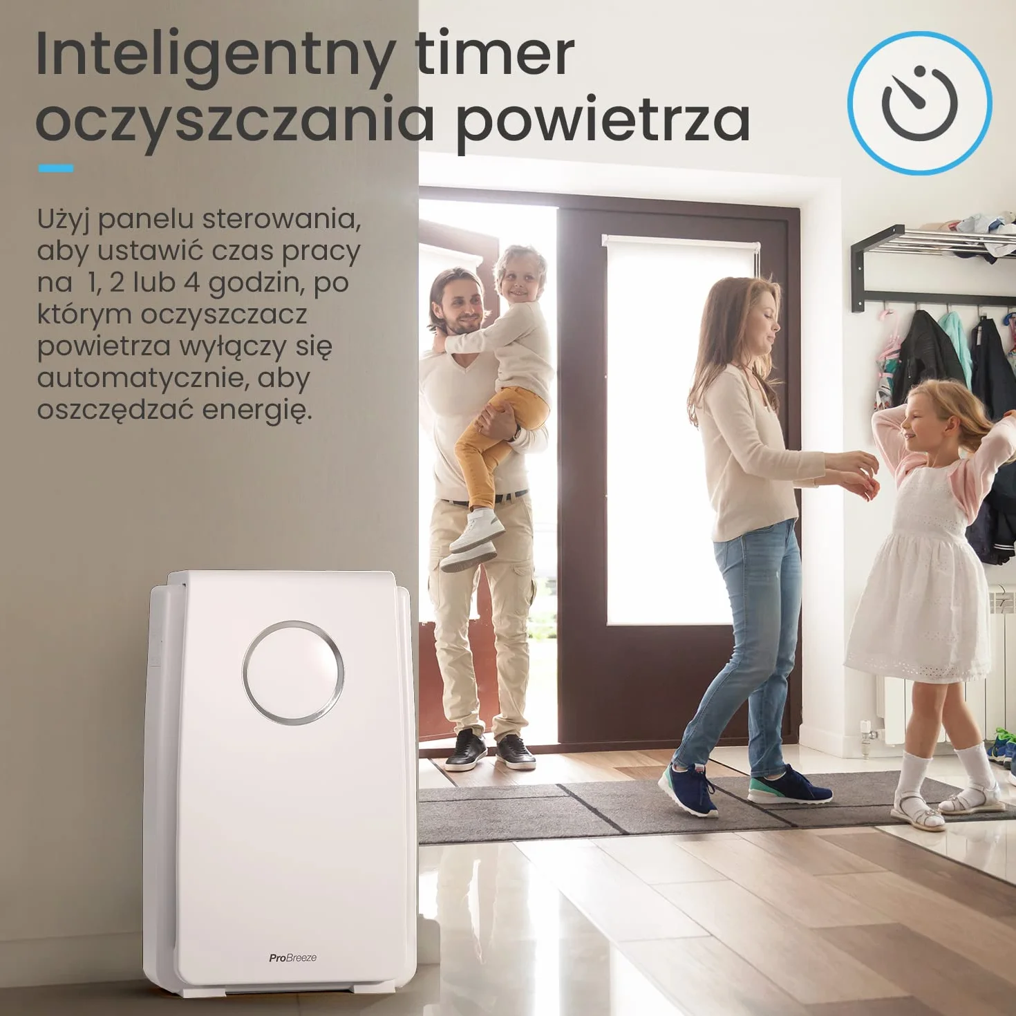 ProBreeze Oczyszczacz Powietrza z Jonizatorem do Domu, Filtr HEPA Węglowy, 4 Stopnie Filtracji, Generator Jonów Ujemnych, Duży Katalizator, dla Dzieci Zwierząt Palaczy Alergików Astmatyków