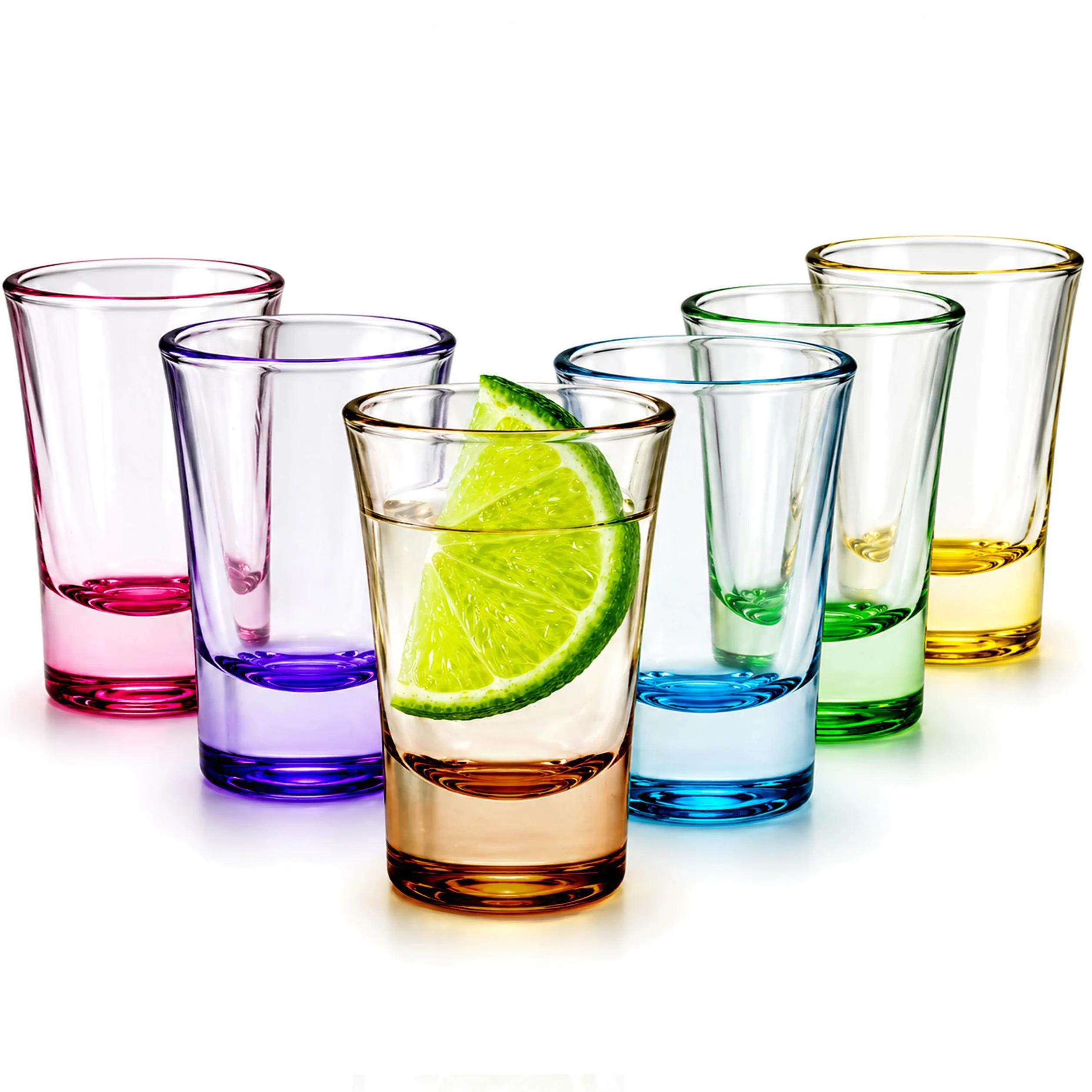 volila Kolorowe Kieliszki do Shotów - Zestaw 6 Kieliszków o Pojemności 25ml z Grubym Dnem - Małe Kieliszki do Jager Bomb, Jello Shots, Tequili i Do Napojów w Barze