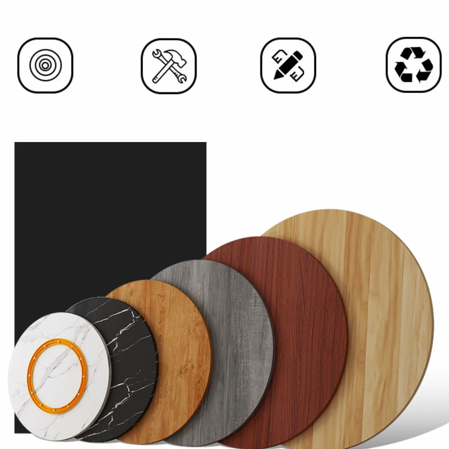 Lazy Susan Stół do jadalni – 94 cm obrotowa taca do serwowania z drewna marmurowego 50 cm 60 cm 80 cm opcje solidny gramofon kuchenny dla łatwego dzielenia się posiłkiem, idealny na rodzinne spotkania