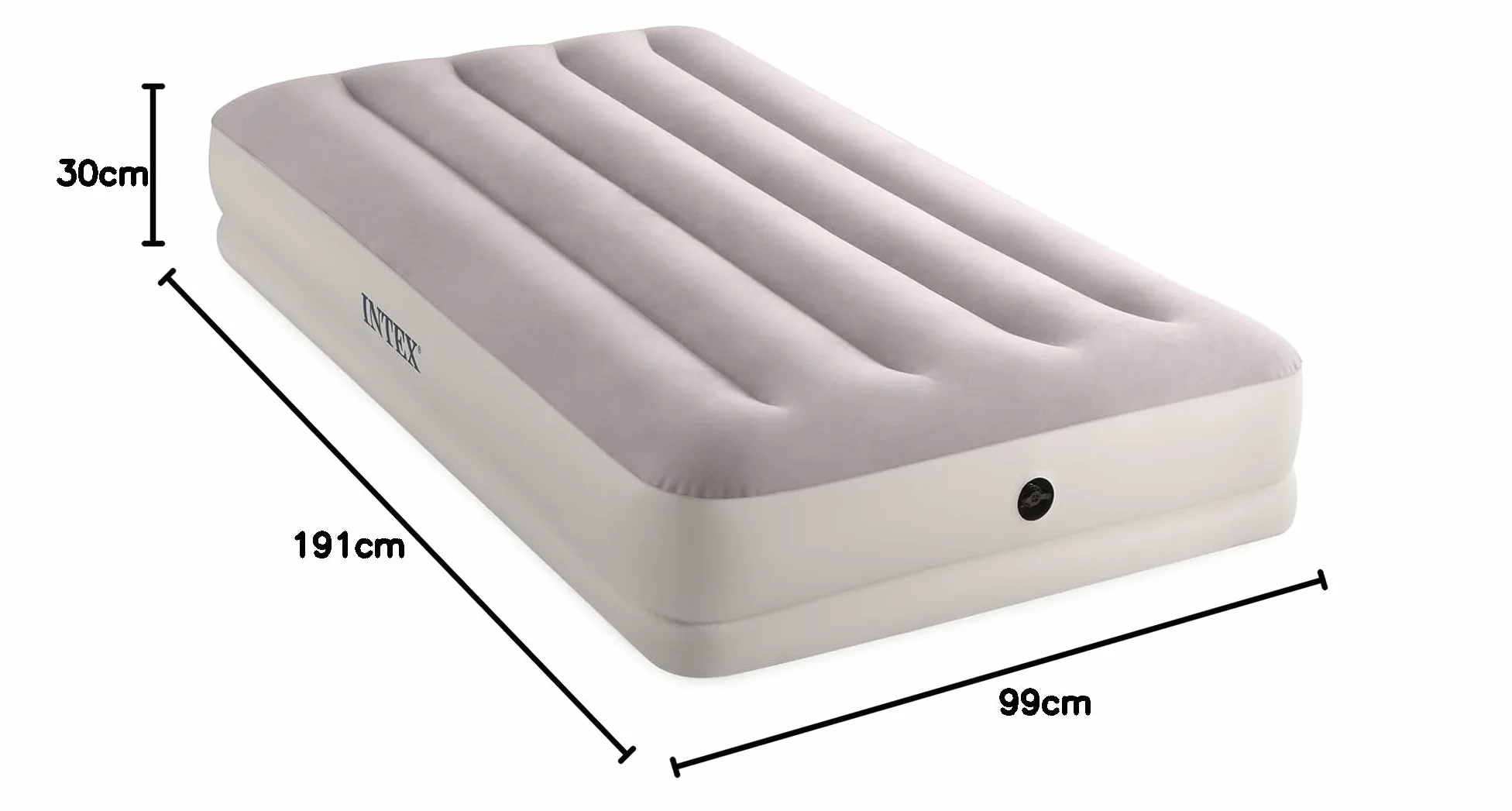 Intex Dura-Beam Prestige Mid-Rise Łóżko Nadmuchiwane, Szary, 99 cm x 1,91 m x 30 cm