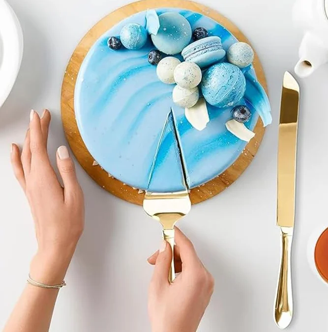 łyżka do ciasta i łyżka do tortów, długi nóż do tortów, łyżka do tortów, nóż do tortów, nóż do krojenia tortów, nóż do ciasta nóż do tortów, łyżka do tortów stal nierdzewna (2 sztuki, srebrny