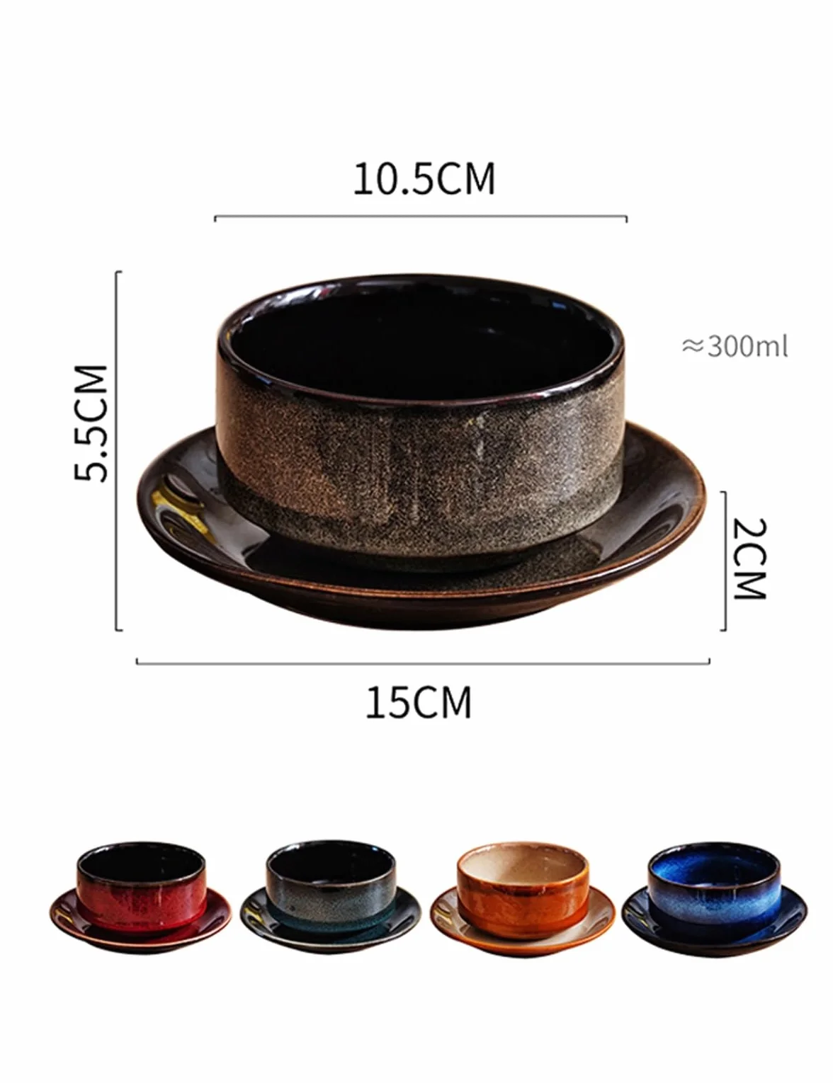Zestaw Zabytkowych Ceramicznych Misek Do Zupy Z Talerzem, Miska 300 Ml, Miska Do Śniadania, Miska Do Restauracji, Deser, Płatki Śniadaniowe, Mleko, Herbata, Owoce, Lody