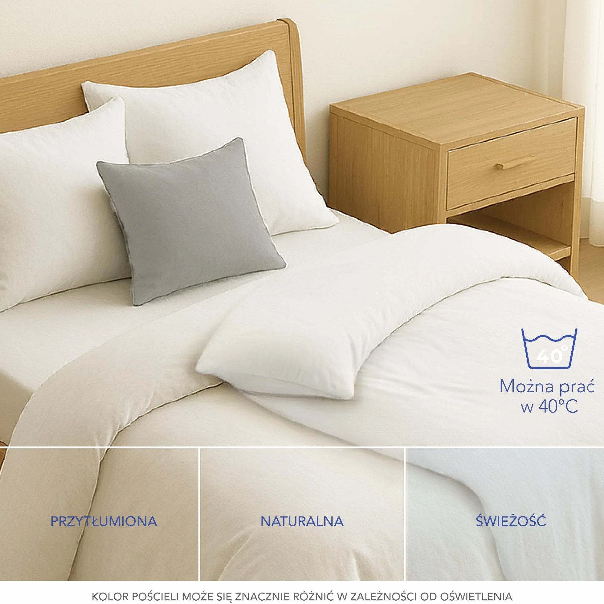 Zestaw pościeli Dreamzie 135x200 ze wzmocnionej bawełny - Biały - 2x poszwa na kołdrę 135x200 i 2x poszewka na poduszkę 80x80 cm - Certyfikat Oeko-Tex - 4 sztuki