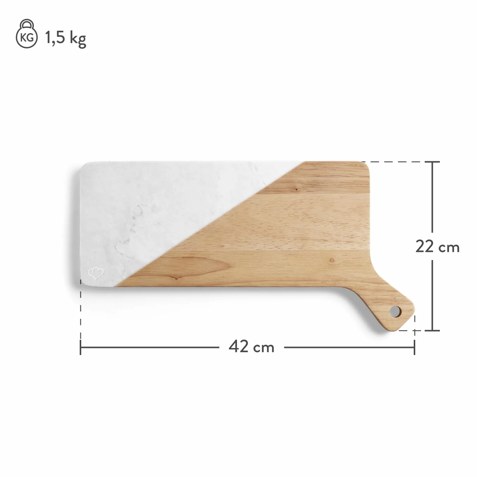 Springlane deska do serwowania – drewno kauczukowe i marmur – 42 x 22 x 1,5 cm – deska do sera