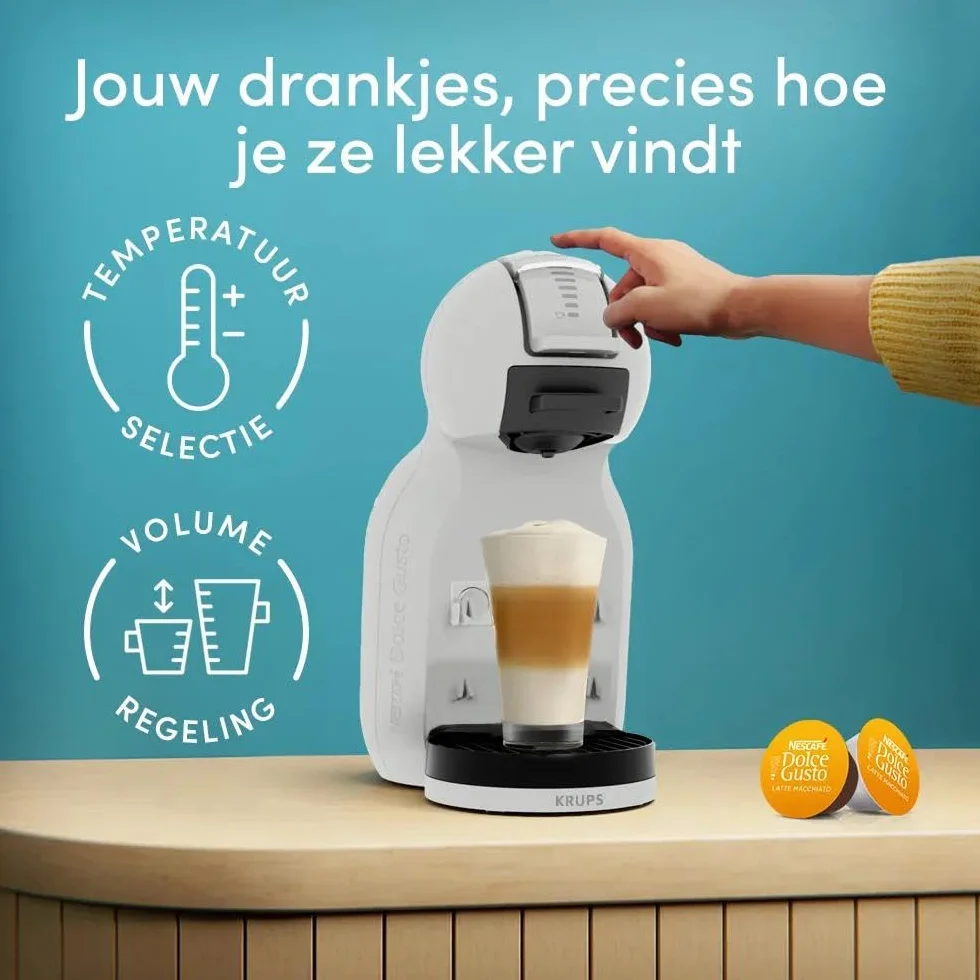 Krups Nescafé KP123BAS Dolce Gusto MiniMe, Automatyczny ekspres do kawy na strączki, 15 bar pod ciśnieniem, Pojemność 0,8 l, Kompaktowy, Automatyczne zatrzymywanie, Czarny