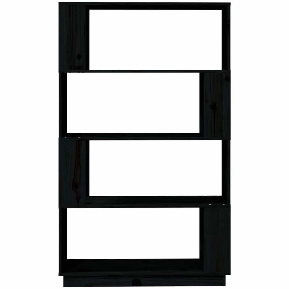 Regał na książki/ścianka działowa czarny regał biurowy regał do przechowywania do hotelu 80 x 25 x 132 cm lite drewno sosnowe