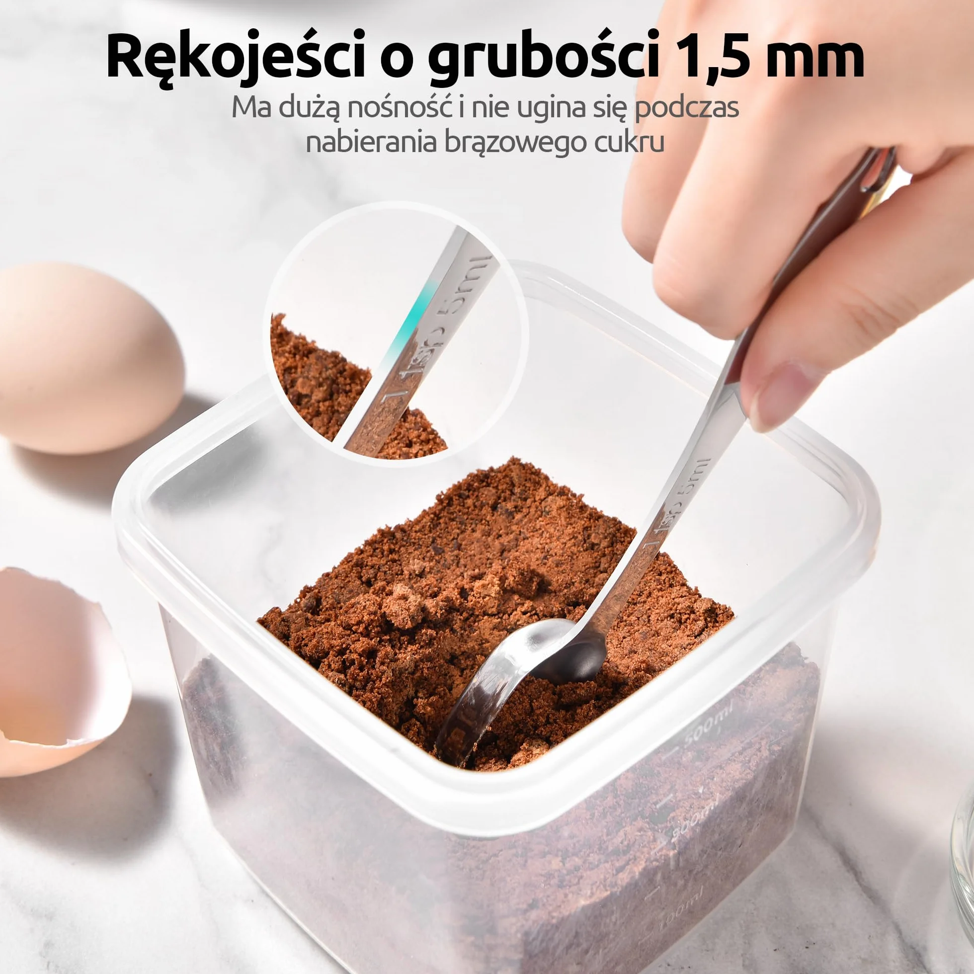 U-Taste Łyżki pomiarowe ze stali nierdzewnej 18/8, kwadratowa miarka łyżeczka łyżka stołowa z niwelatorami
