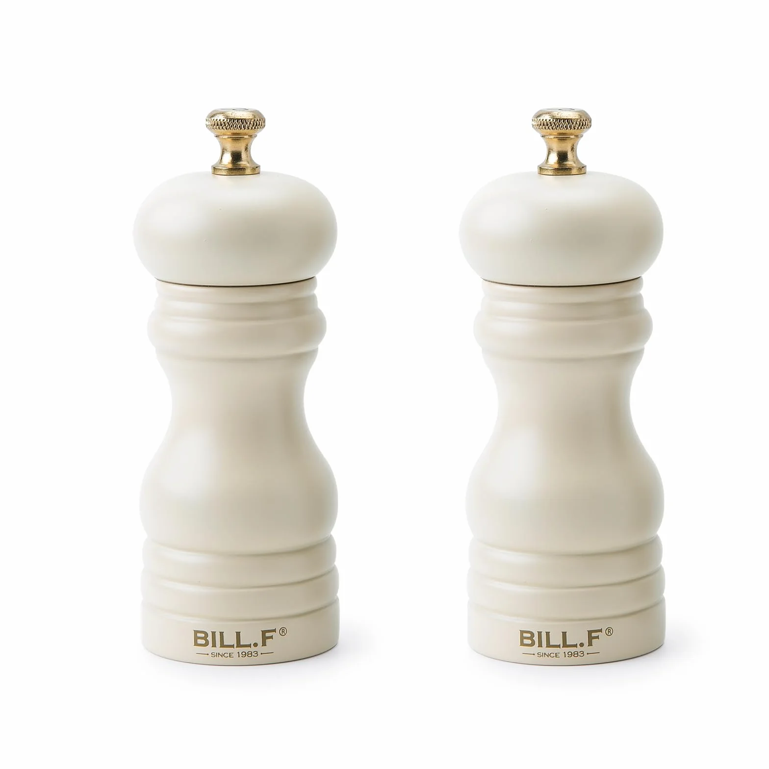 Bill.F Zestaw 2 ręcznych młynków do soli i pieprzu 15 cm ceramiczny regulowany