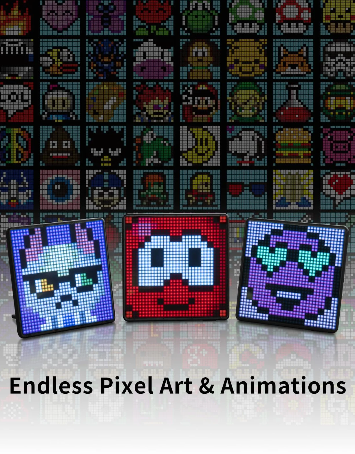Divoom Pixoo-max wielofunkcyjna cyfrowa ramka na zdjęcia Bluetooth, programowalny wyświetlacz LED Pixel Art 32 x 32, akcesoria do gier, neonowe światło do dekoracji pokoju, znak okna (czarna)