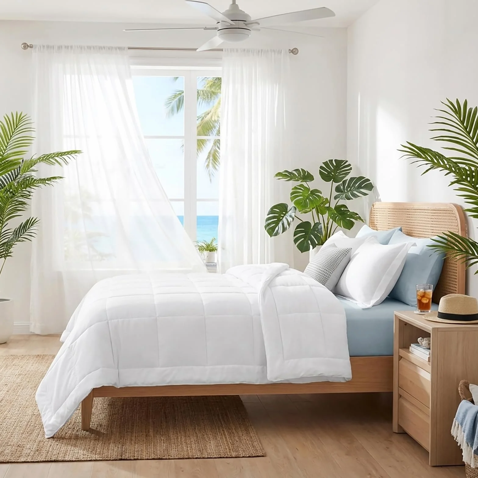 RUIKASI Letnie łóżko podwójne 220 x 240 cm - lekka kołdra 220 x 240 cm kołdra z mikrofibry Duvet 150 g/m2