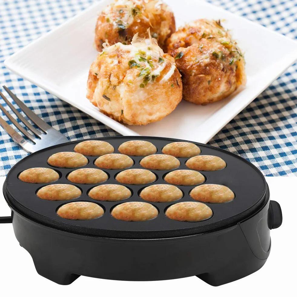 Wakects Elektryczna maszyna do takoyaki, 18 otworów, nieprzywierająca, kuchenna, elektryczna maszyna do produkcji japońskich takoyaki, otwór 4 cm, 50-60 Hz (UE)
