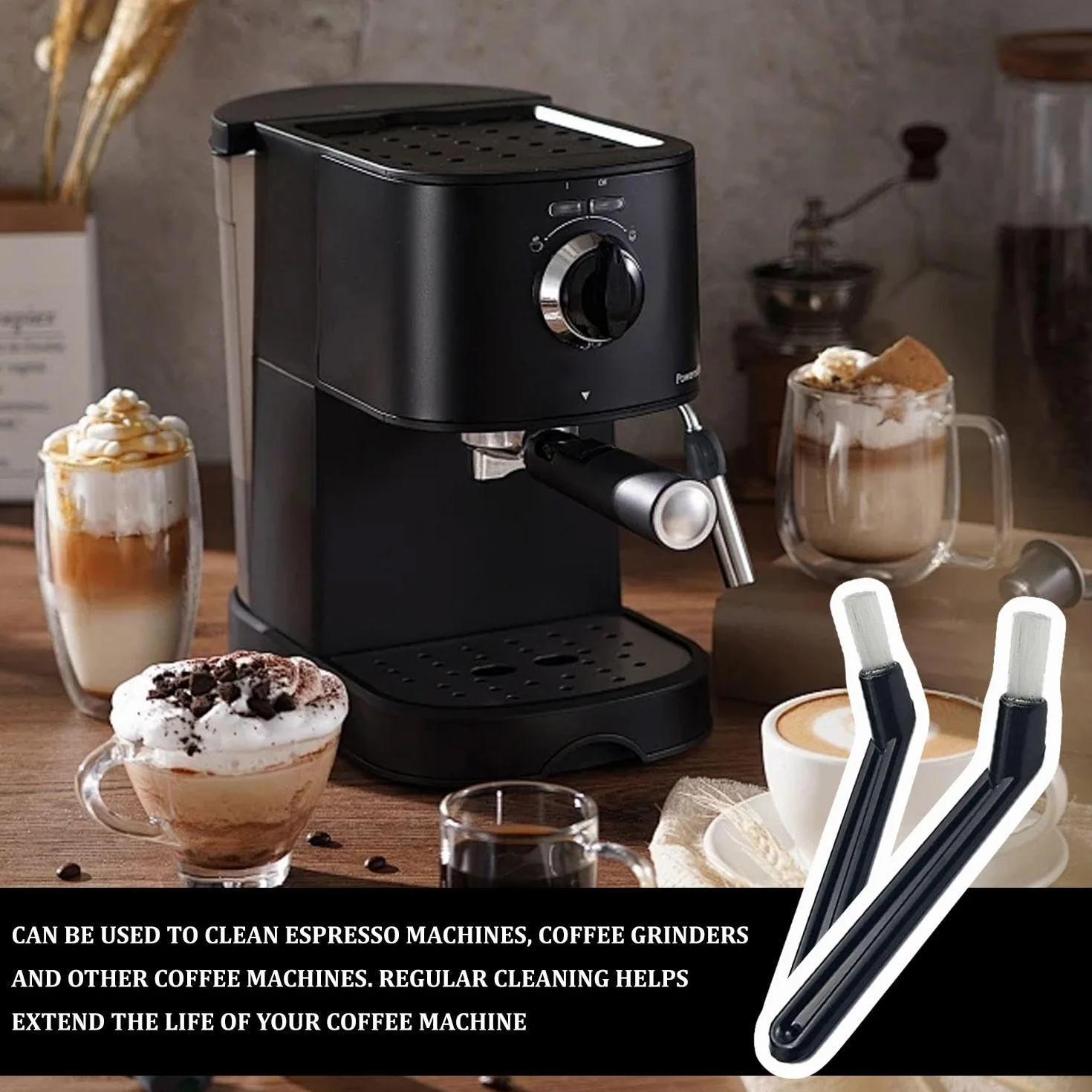 2 szczotki do czyszczenia ekspresu do kawy, szczotka do czyszczenia ekspresu do espresso, szczotka do uchwytu, szczotka do czyszczenia narożników, pomoc do czyszczenia maszyn do kawy