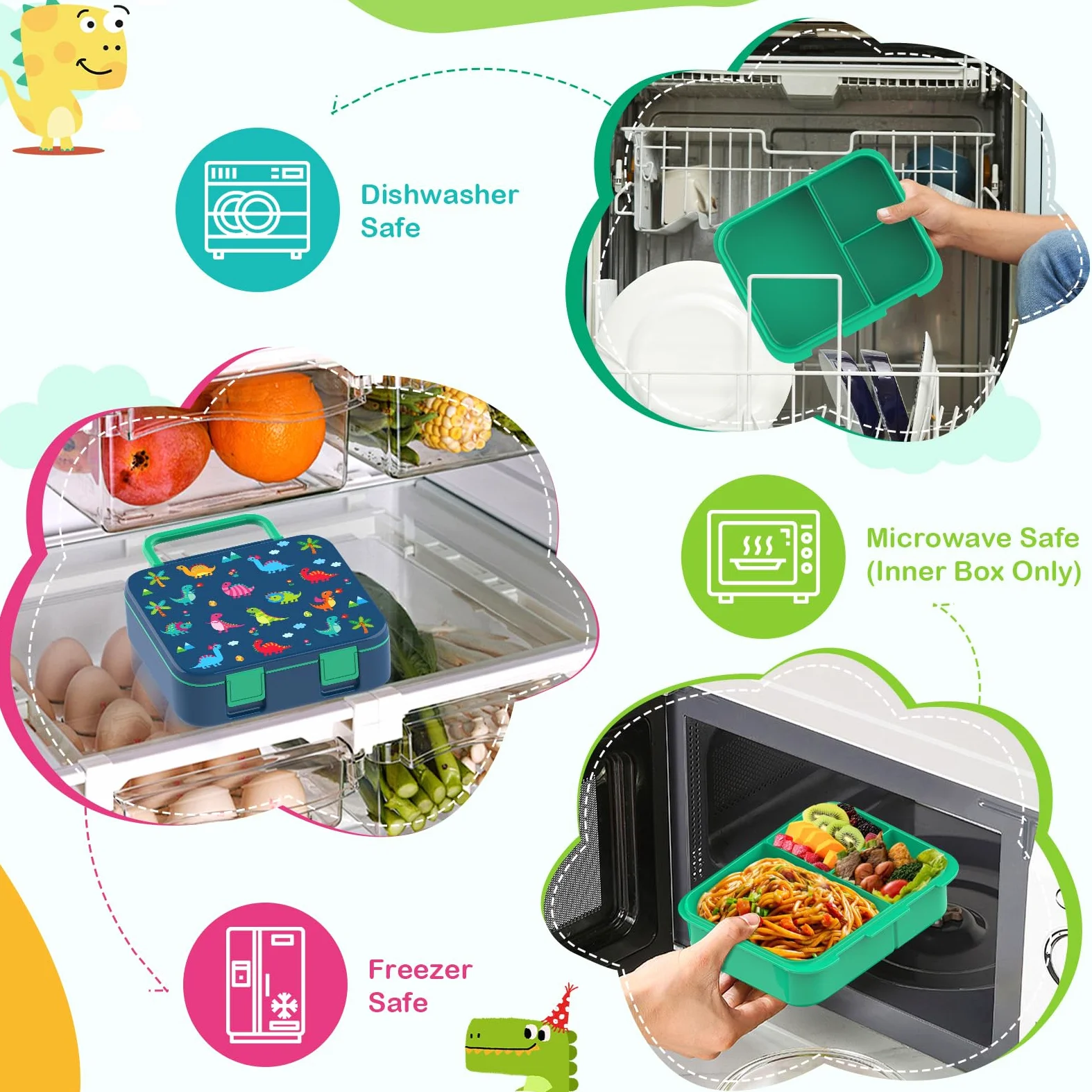 Pudełko na lunch dla dzieci, szczelne pudełko na lunch Bento z wieloma przegródkami i słoikiem na sosy, przenośne pudełko na przekąski, syrena, bento, dla dzieci, dorosłych, do szkoły, do