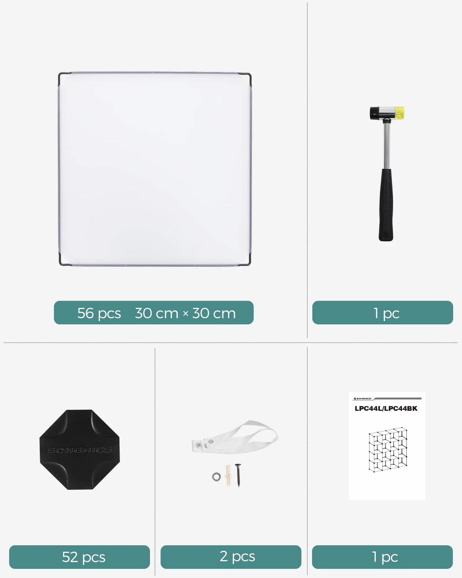 SONGMICS LPC44L system regałowy, regał na buty, regał typu "zrób to sam", możliwość układania w stos, regał wtykowy z tworzywa sztucznego PP, garderoba, ścianka działowa, do sypialni, biura, biały