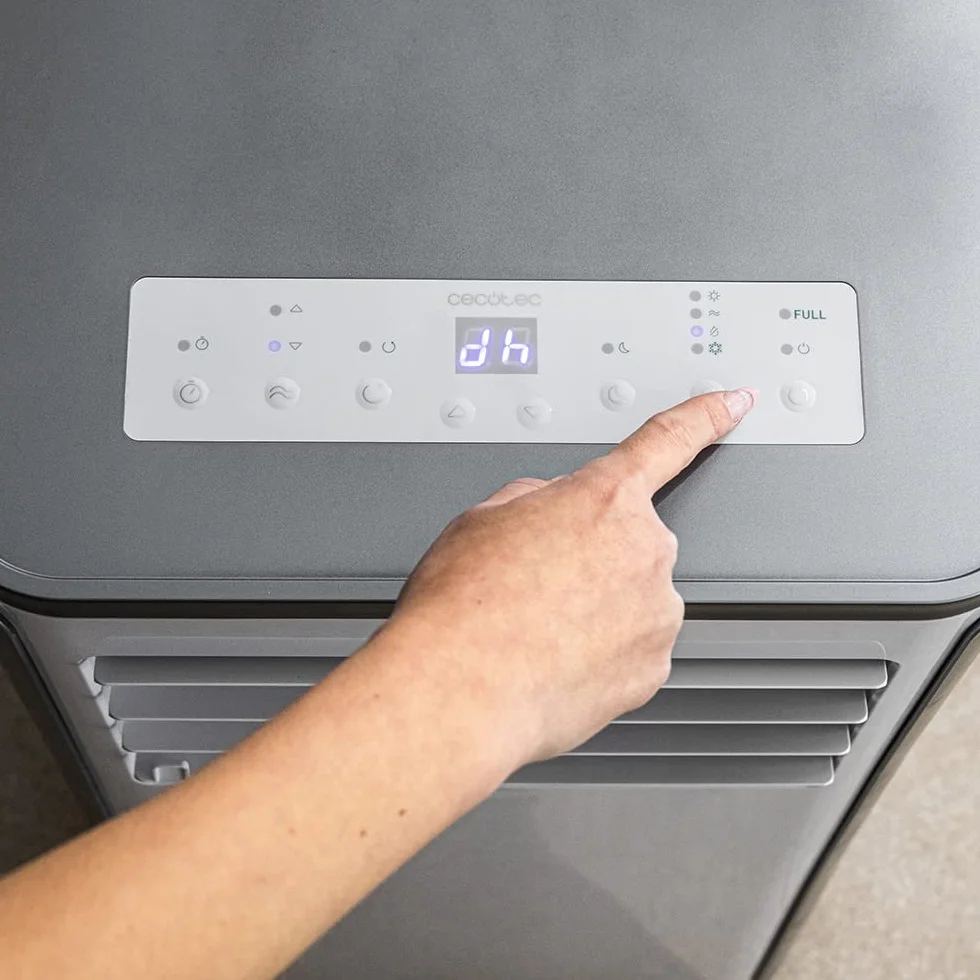 Cecotec Przenośna klimatyzacja z pilotem i pompą ciepła ForceClima 9400 Soundless Heating. 9000 BTU, wyświetlacz LED, 5 trybów, osuszanie, zasięg 20 m2