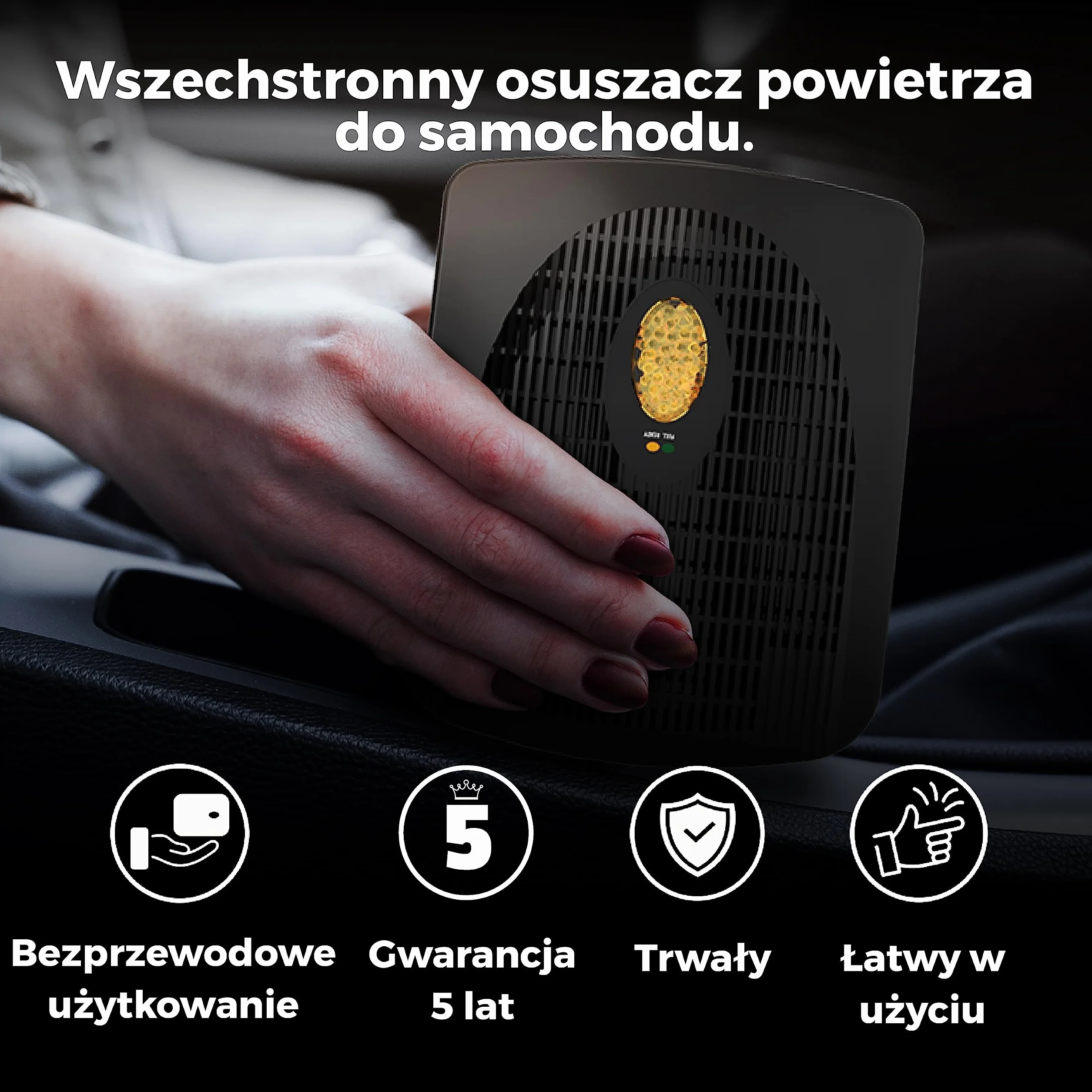 PINGI Elektryczny Osuszacz Powietrza Do Samochodu i Innych Pojazdów z Wskaźnikiem Wilgotności | Przenośny Elektryczny Osuszacz Powietrza Zwalcza Wilgoć, Kondensację i Wilgotność