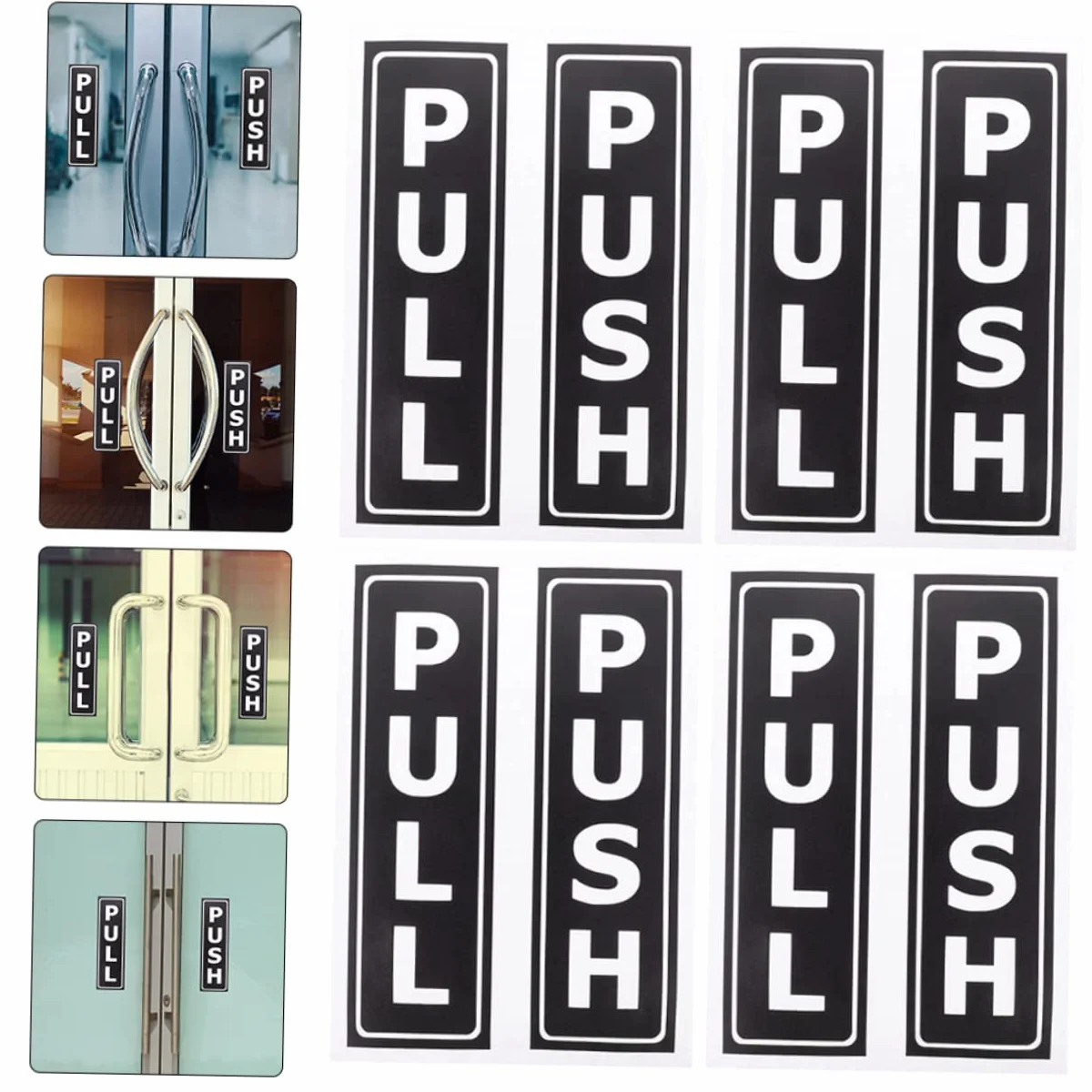 Naklejka Pull Push Drzwi Przesuwne 8 Sztuk Samoprzylepne Znaki Biuro