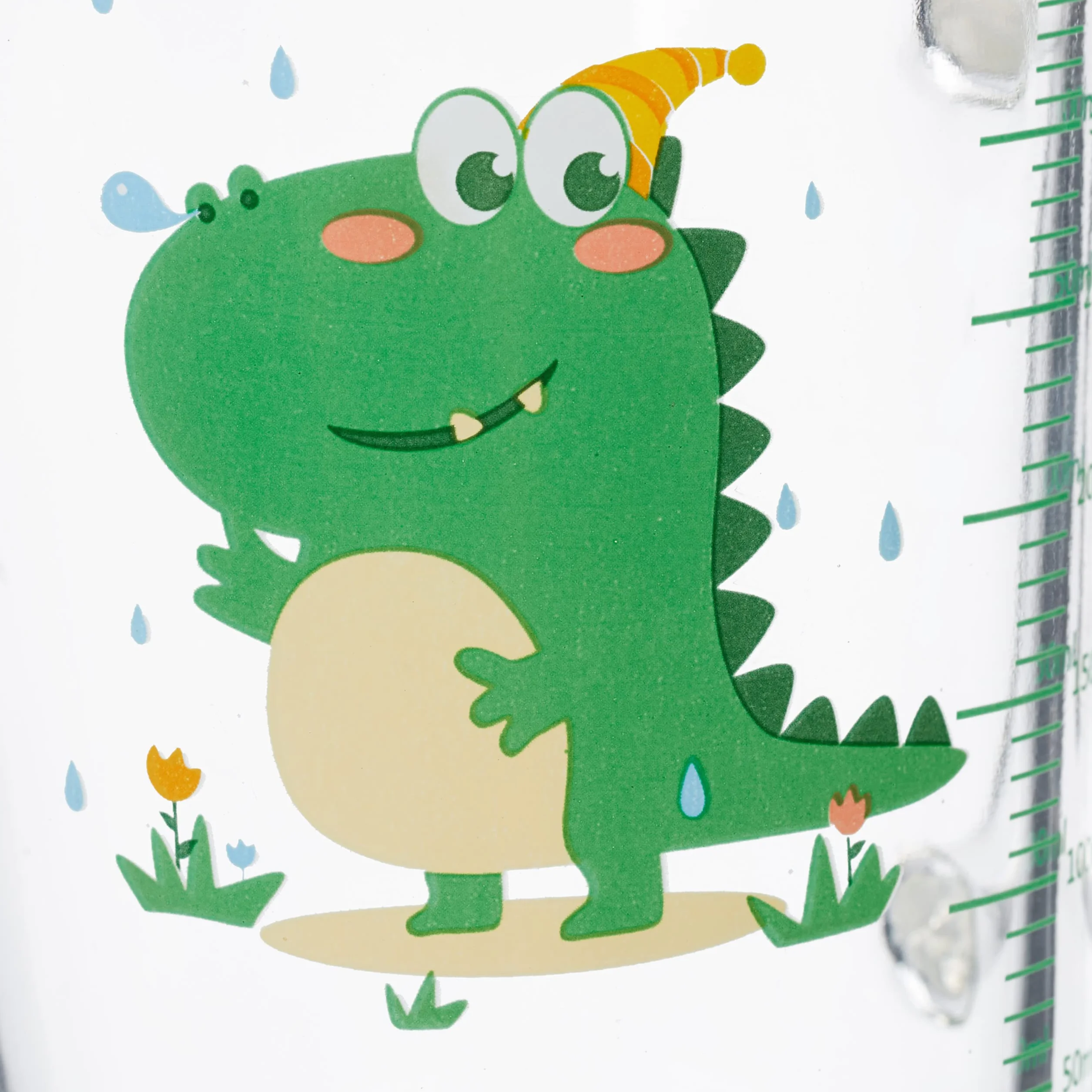 Relaxdays Zestaw 2 szklanek dla dzieci, motyw dinozaura, szklanka do picia dla dzieci, z uchwytem, pokrywką i słomką, skala 400 ml, przezroczyste
