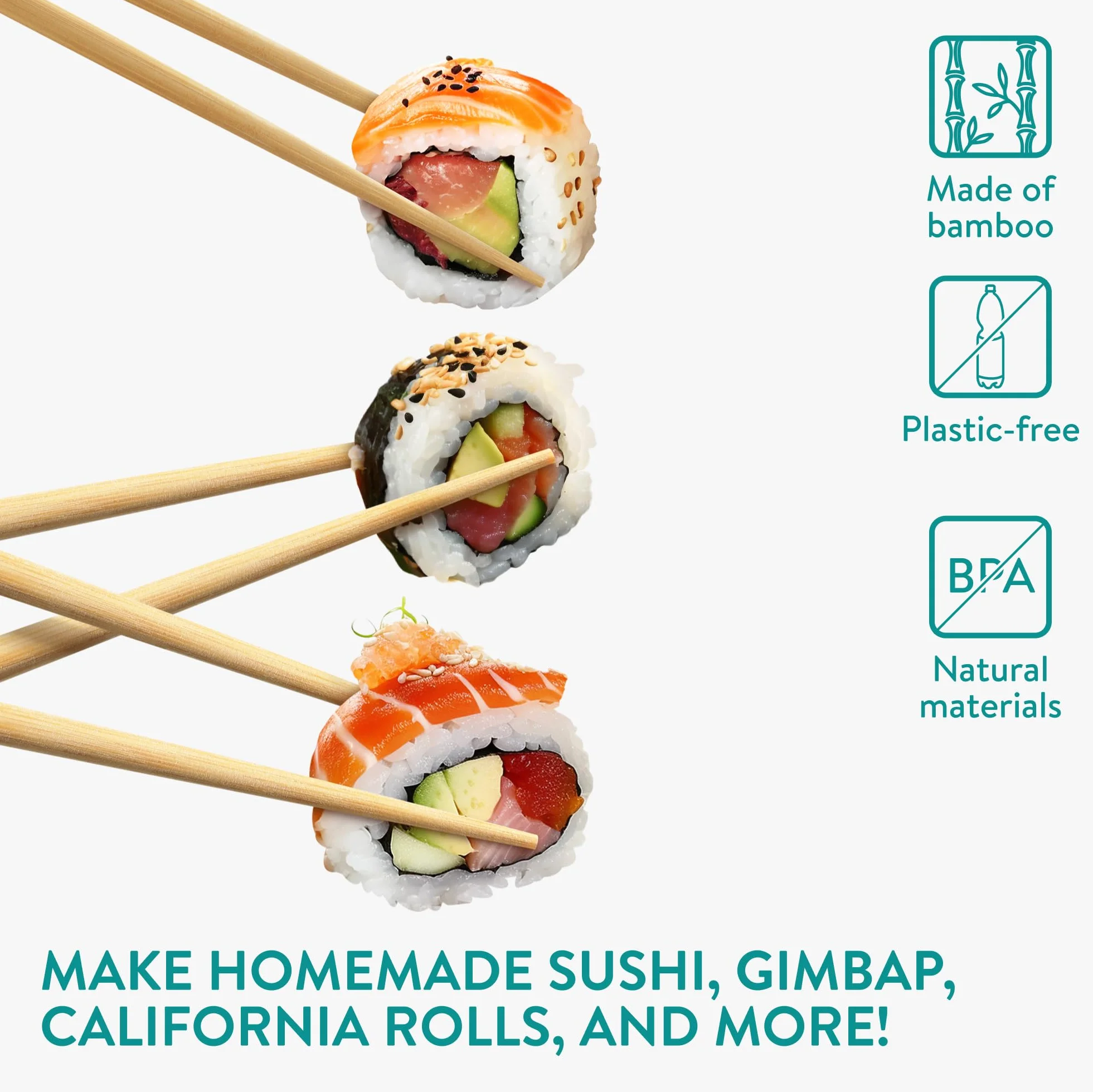 Navaris Sushi Maker kompletny zestaw – 16-częściowy zestaw akcesoriów bambusowych z 2 matami do sushi, 1 x łyżką do ryżu, 1 tacą, 5 pałeczkami i półką na pałeczki, 2 x miska do dipów