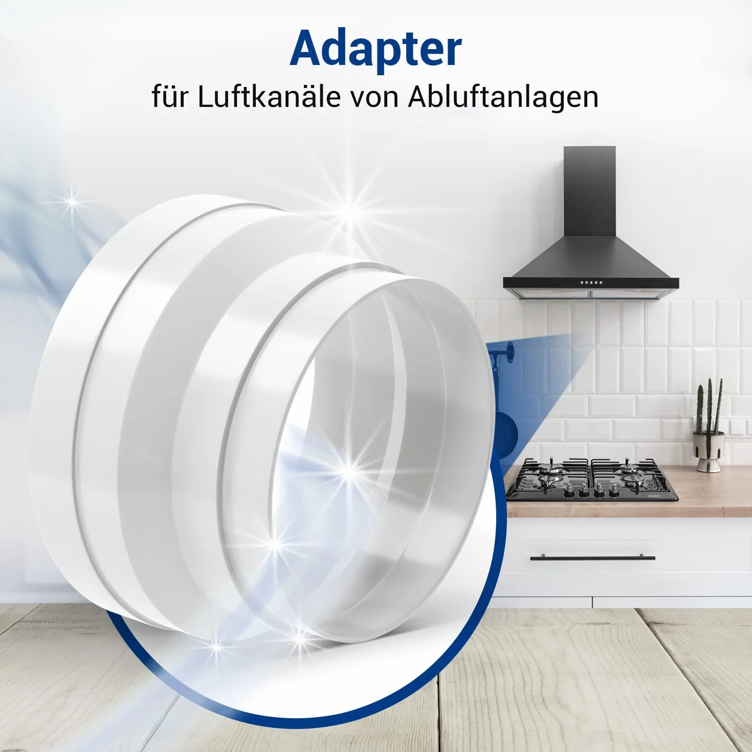 VIOKS Adapter węża wylotowego 150 mm – 125 mm, redukcja do rury wylotowej, okap, wąż wylotowy, łącznik do węża wentylacyjnego PCW, 150 mm