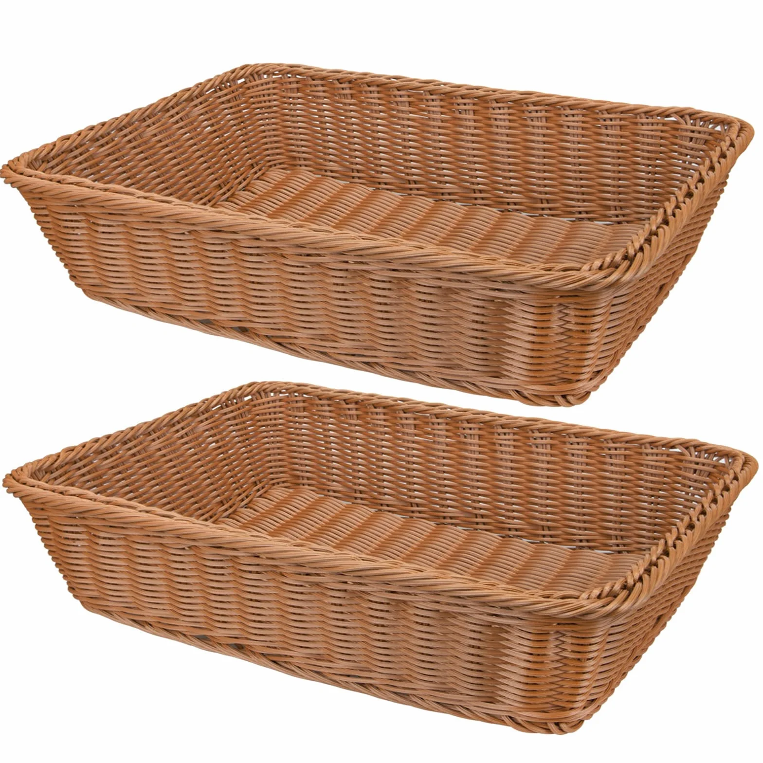 Yarlung Tkany kosz na chleb, plastikowe wiklinowe kosze na owoce, 40 x 30 cm, imitacja rattanowych tacek do serwowania żywności do warzyw, kuchni, restauracji, na zewnątrz, brązowy