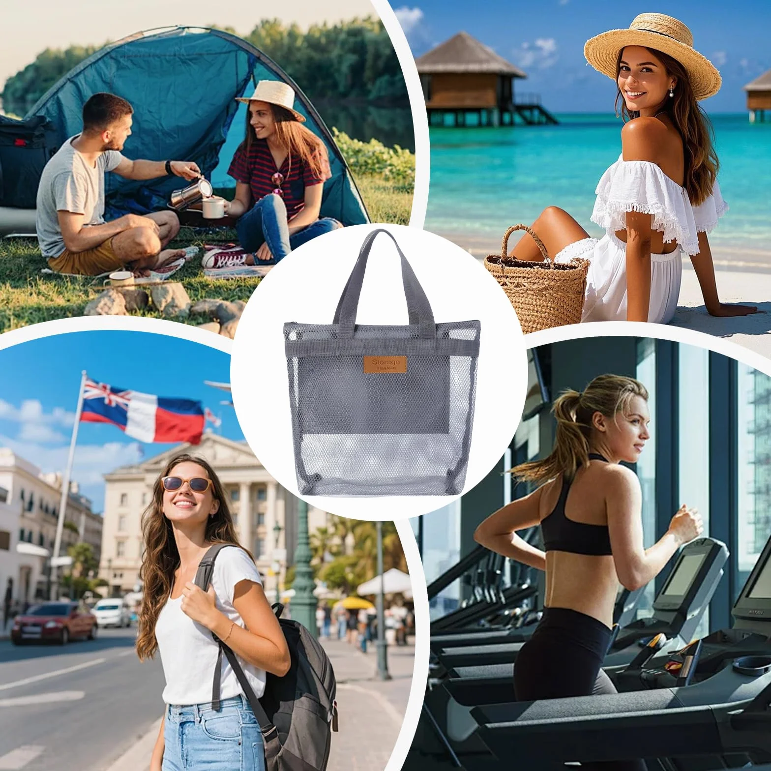 ZhouWei Torba na zabawki plażowe, składana torba na zabawki do piasku, wielokrotnego użytku, torba z siatki, torba plażowa, torba plażowa, torba plażowa, siatkowa torba plażowa, torba plażowa, na