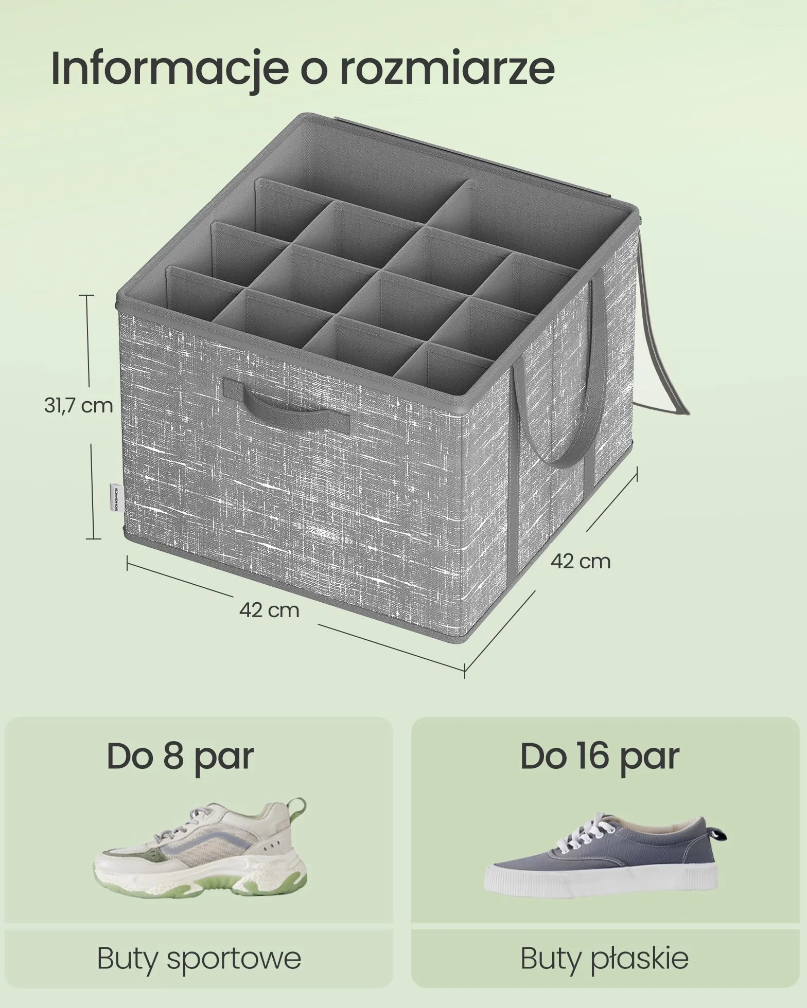 SONGMICS Organizer na buty, zestaw 2 szt., każdy na maksymalnie 16 par, pudełko do przechowywania butów, uchwyty, przezroczysta pokrywa, do sypialni, przedpokoju, garderoby, Rush Grey LSP602G01
