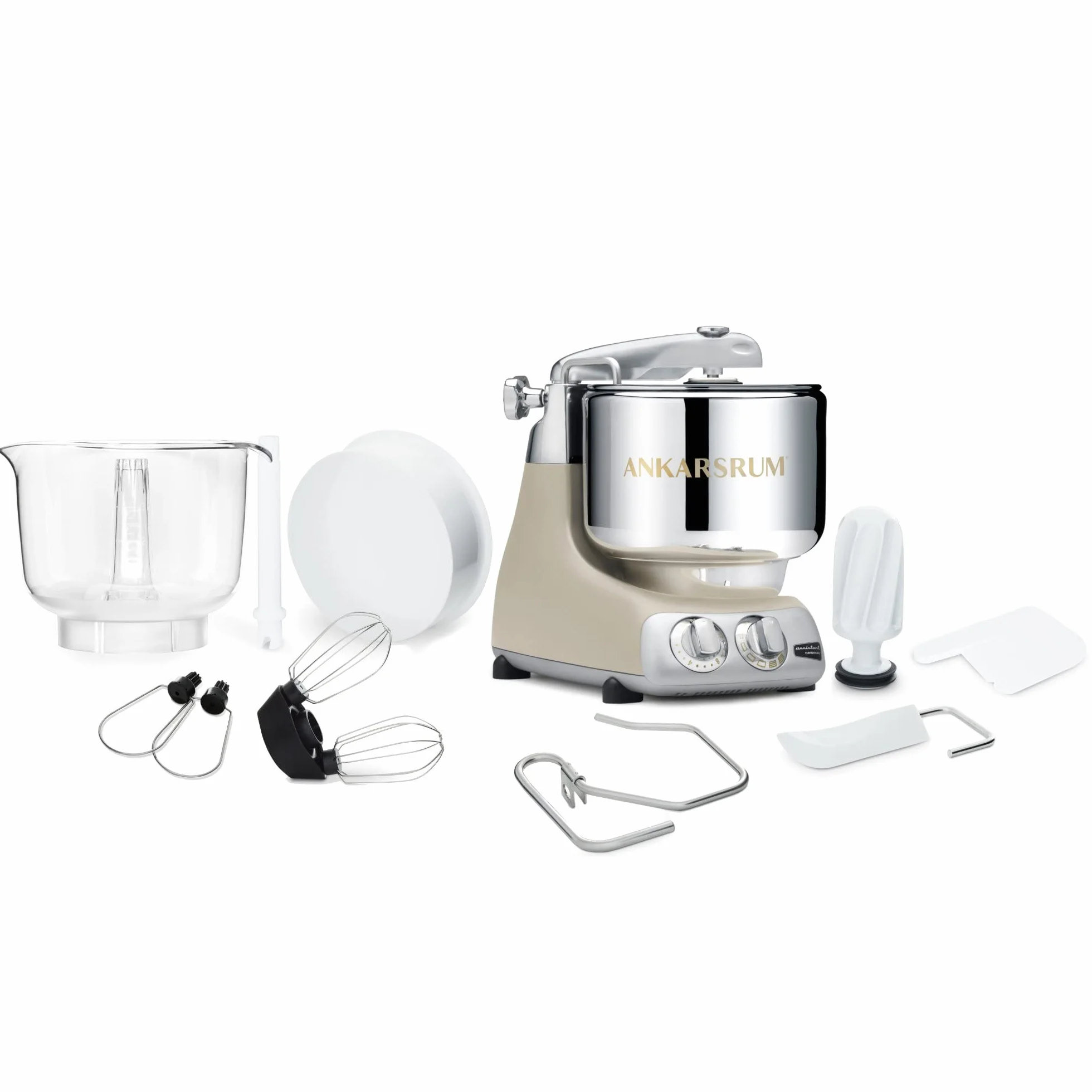 Ankarsrum Assistent 6230 Harmony Beige – 1500 W, miska ze stali nierdzewnej 7 l, aluminium z recyklingu, ręcznie wykonana w Szwecji, wytrzymała i wszechstronna