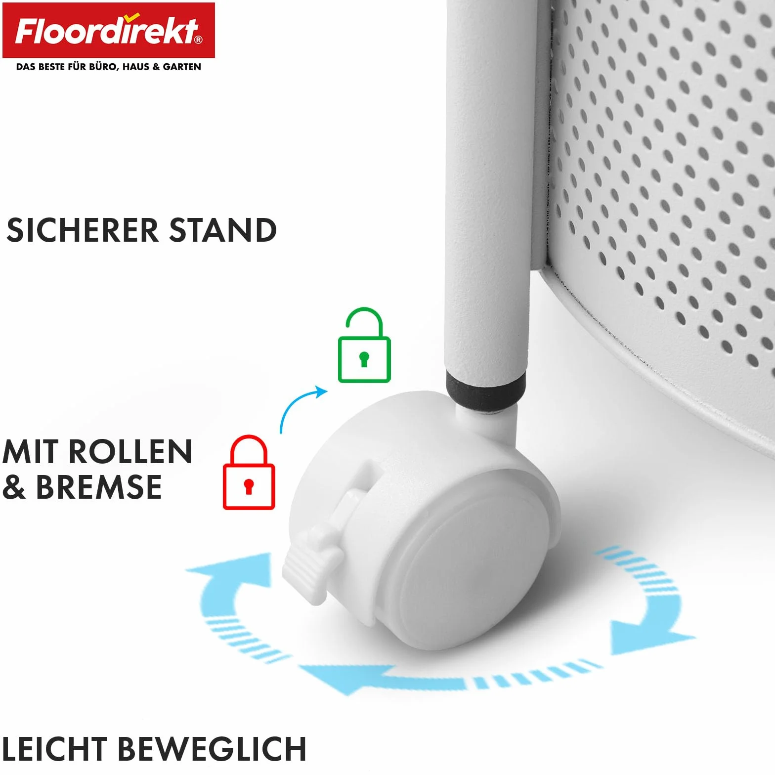 Floordirekt Wózek kuchenny, okrągły, regał kuchenny, regał na warzywa z kółkami, wózek na owoce, wózek do przechowywania do kuchni, łazienki, salonu, pokoju dziecięcego – Henry (4 poziomy)