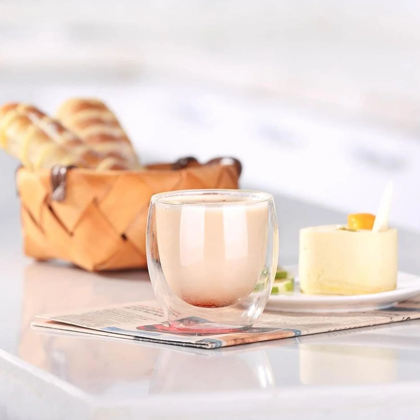 Dwuścienne szklanki termiczne do espresso, 6-częściowy zestaw podwójnych ścianek, podwójne szklanki do cappuccino, 80 ml, do latte, Iced Americano, mleko