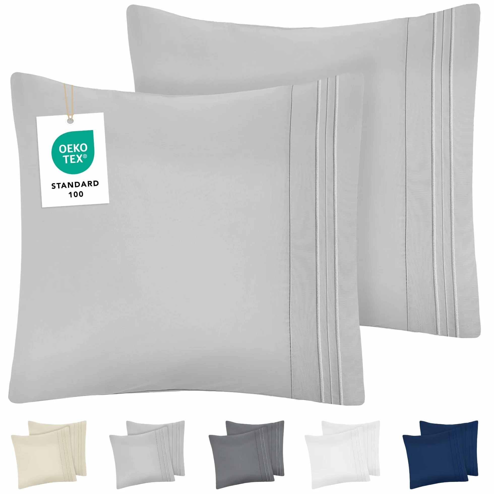 Dreamzie Poszewki na poduszki 60x60 Zestaw 2 sztuk ze szczotkowanej mikrofibry Oeko-Tex Szara