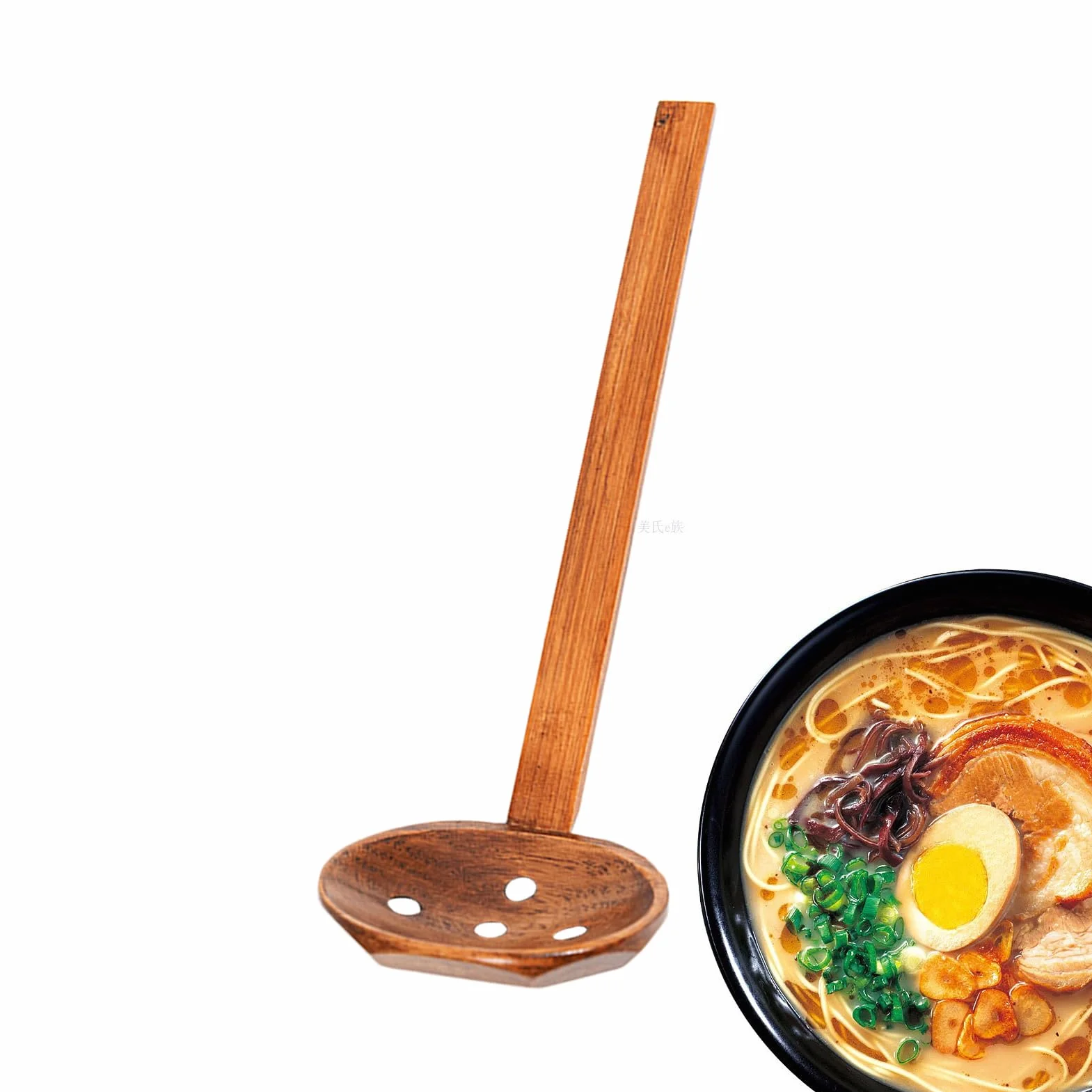 Japońska łyżka Ramen z naturalnego drewna gładka powierzchnia do serwowania zup