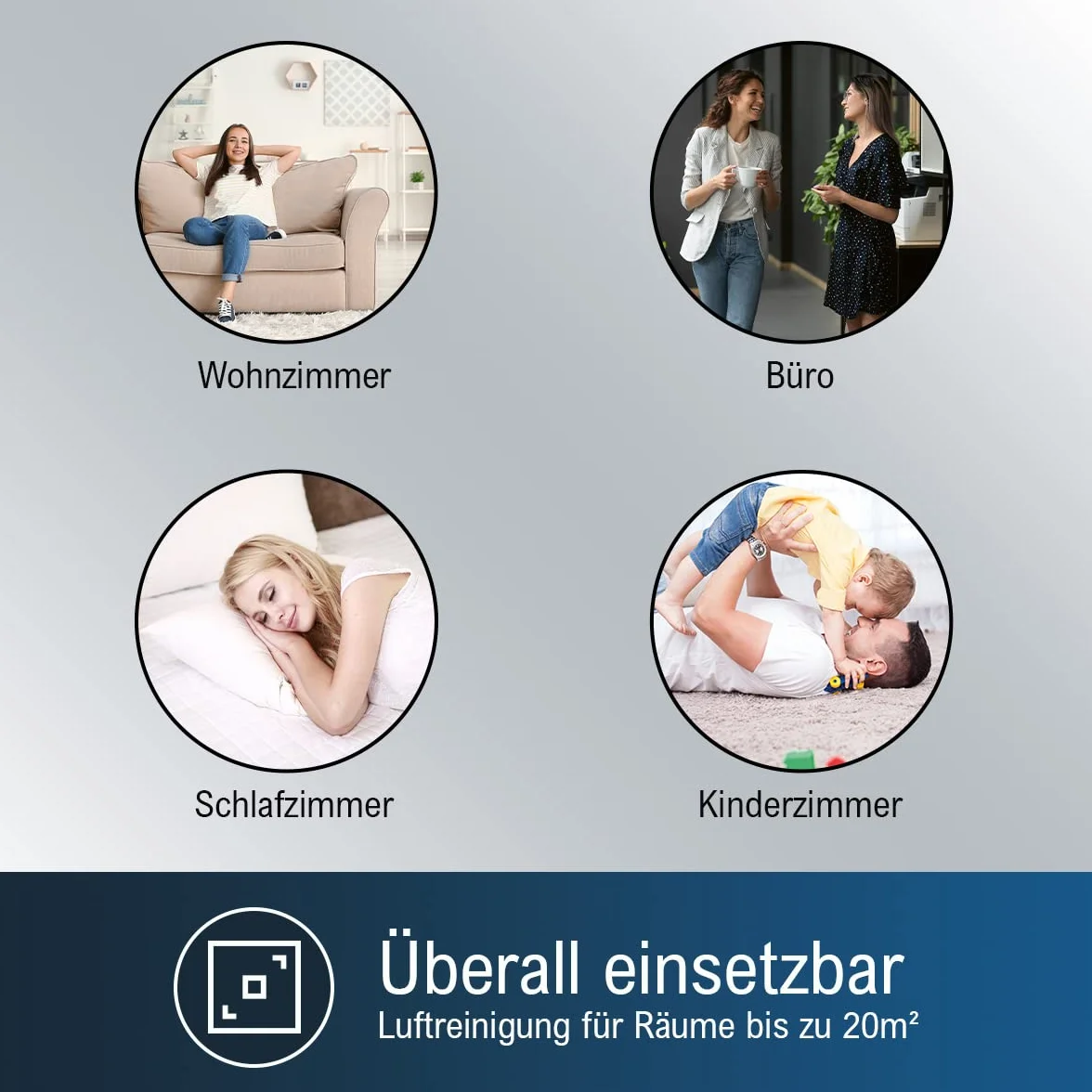 ProfiCare Oczyszczacz powietrza | klimat pomieszczenia | do 20 m² | 2 filtry | filtr wstępny | filtr EPA | 3 poziomy mocy | tryb uśpienia | 25 W | obsługa dotykowa czujnika | 4 lampki kontrolne LED |
