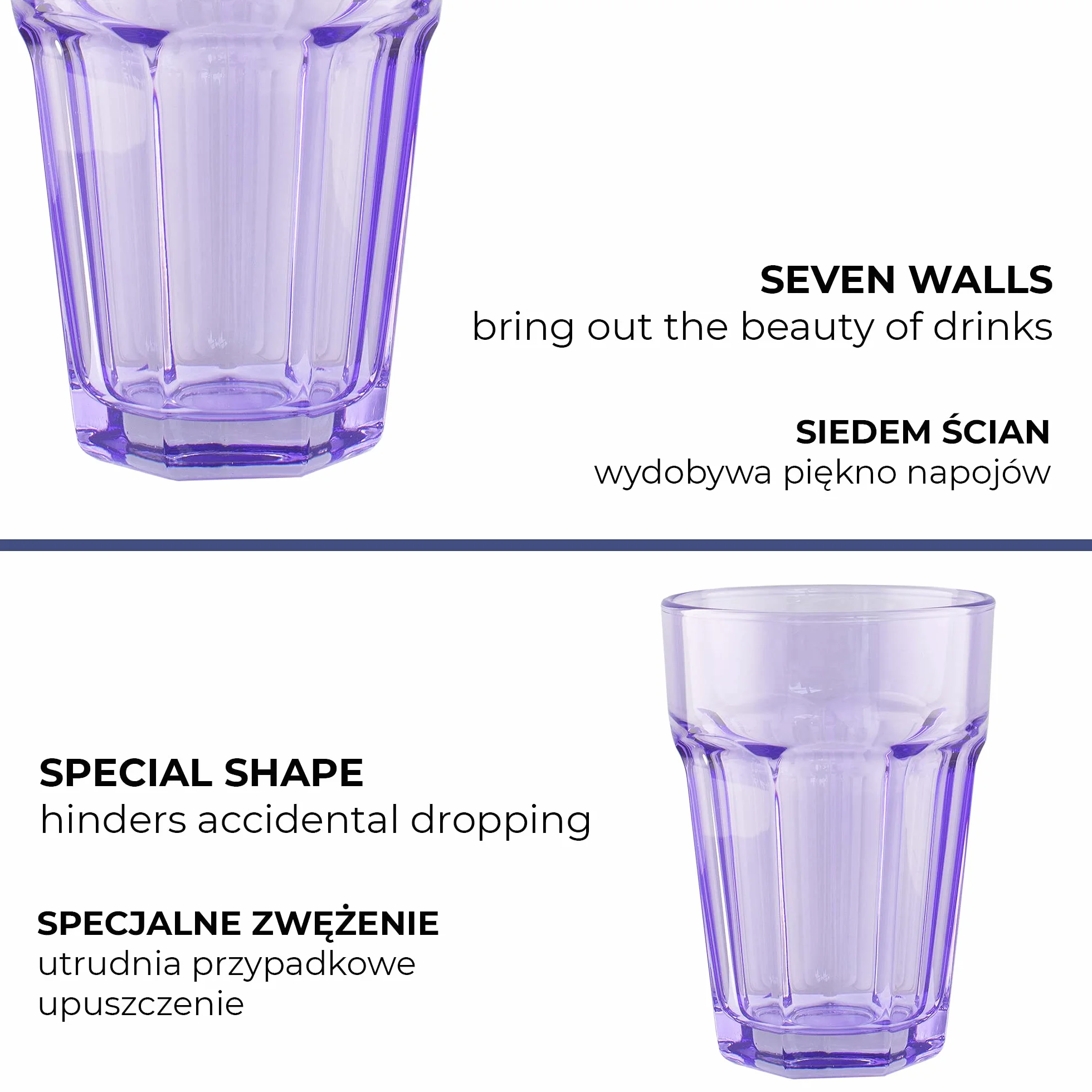 TREND FOR HOME Szklanki do Wody 425 ml Zestaw 6 Kolorowych Szklanek do Wody Napojów Soków Szklanka Wysoka Szklane Kubki do Longdrinków Szklanki Wysokie Styl Retro, Alva