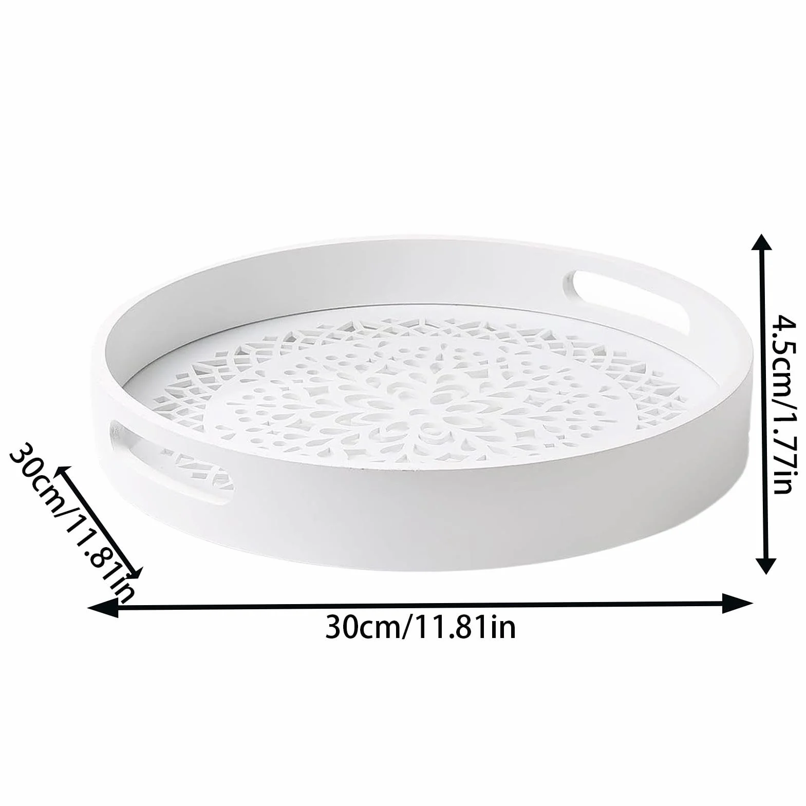 Drewniana taca, taca do serwowania, drewniany dekoracyjny element centralny, 4,6 x 30 x 4,5 cm, okr?g?y stojak do serwowania w gospodarstwie wiejskim, ?wiecznik przek?ski, deser, wazony, ro?liny,