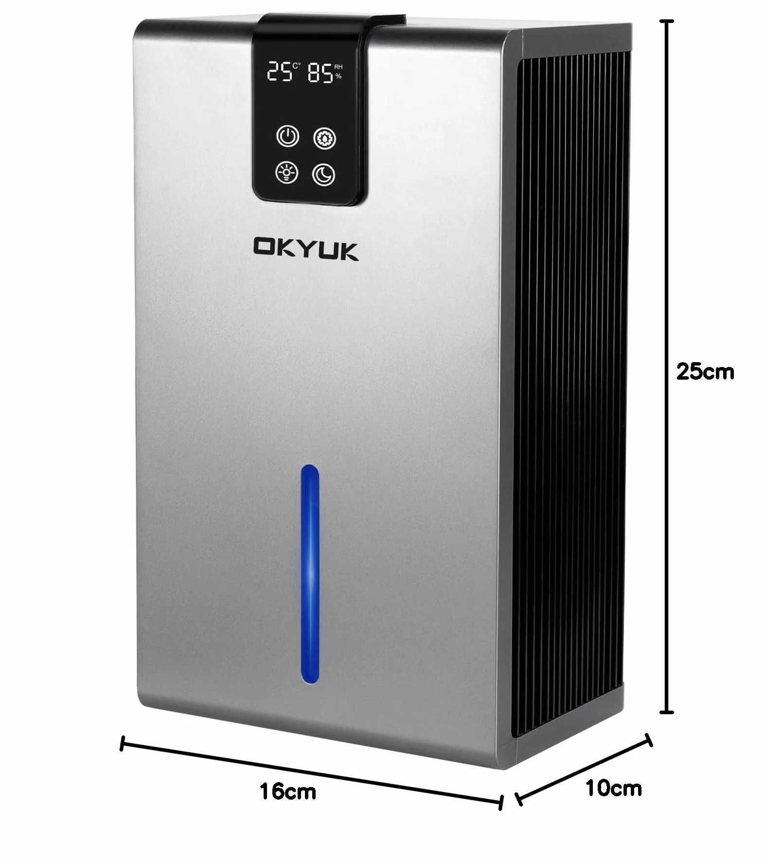 Elektryczny osuszacz powietrza 2700 ml, osuszacz powietrza do domu z automatycznym wyłączaniem, 7-kolorowe światło LED, idealny do kampera, łazienki, sypialni, piwnicy (kolor szary)