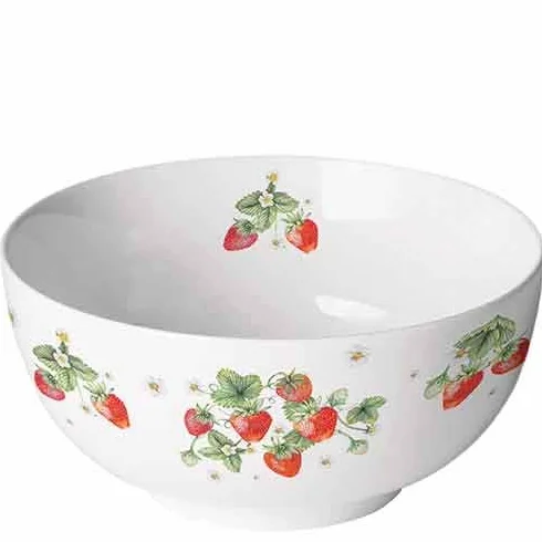 Ambiente Porcelanowa miska, New Bone China, Bunch of Strawberries wzór truskawkowy, średnica 13,5 cm, 0,4 l, nadaje się do mycia w zmywarce