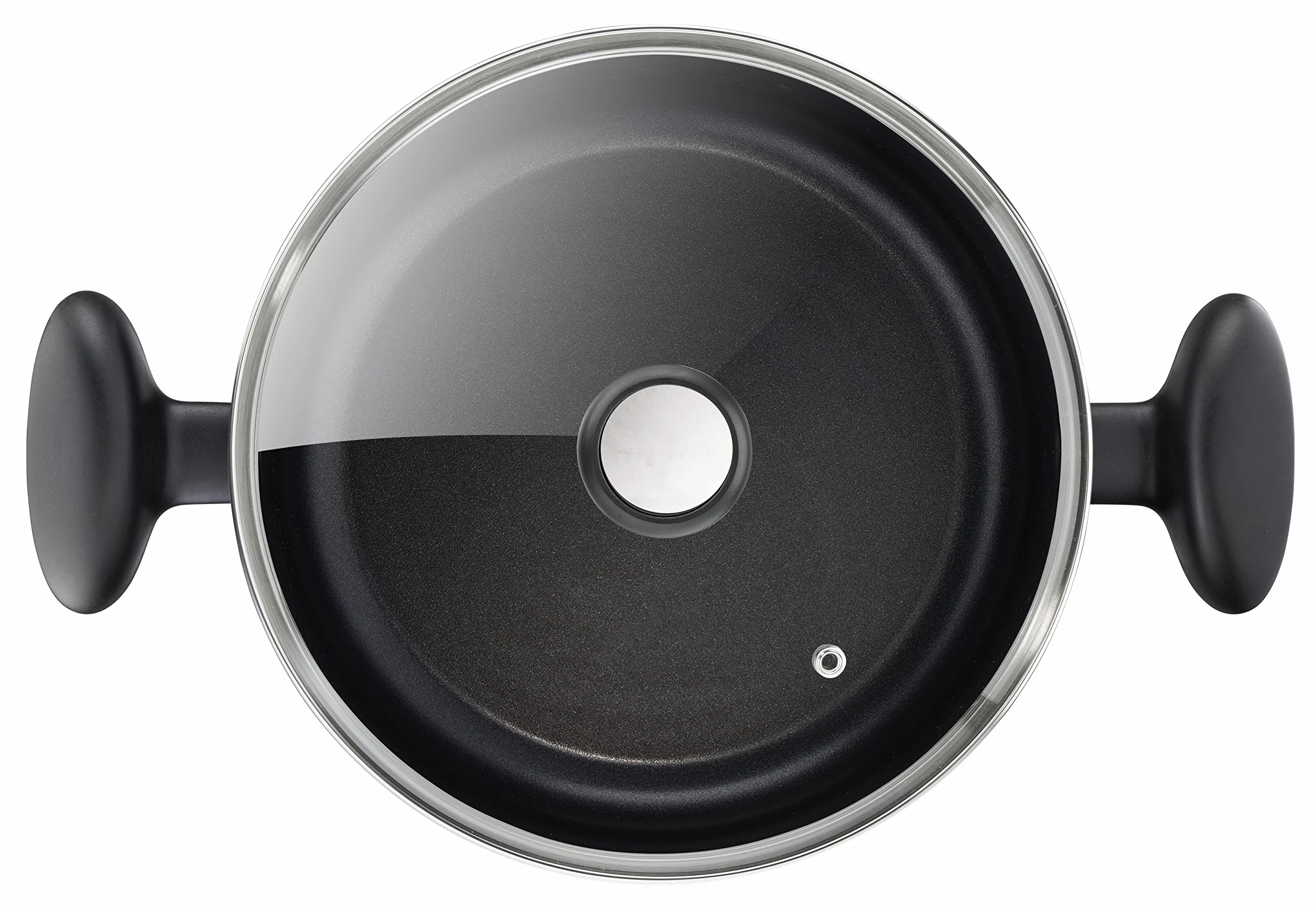 Tefal Szklana pokrywka 32 cm, oprawa ze stali nierdzewnej, nadaje się do mycia w zmywarce, zawór parowy, uchwyt z tworzywa sztucznego, 28097912, kolor czarny miedziany
