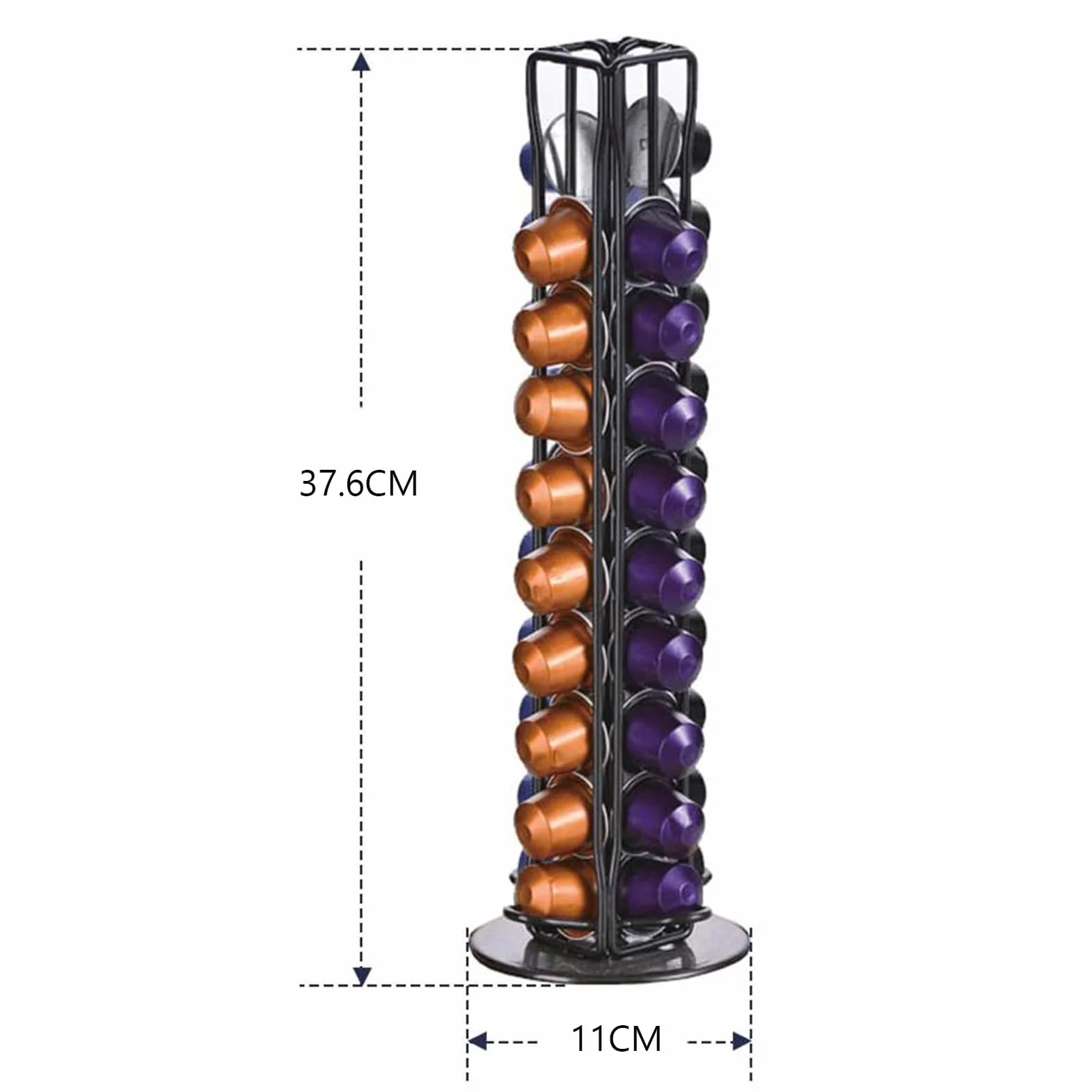 Uchwyt na kapsułki do kawy Nespresso, 40 kapsułek, obrotowy design, eleganckie i nowoczesne wykończenie, stojak do przechowywania kawy na 40 szt.