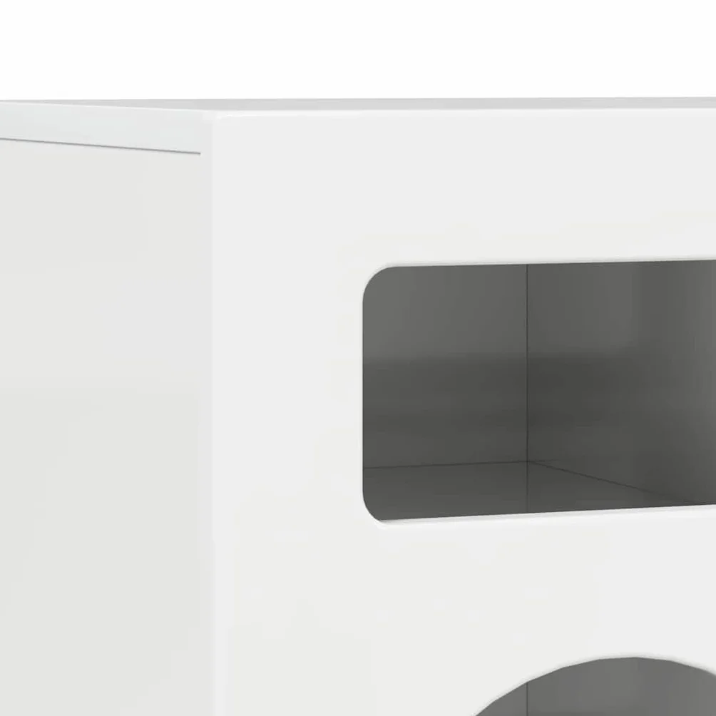 Szafka pod telewizor o wysokim połysku, biała, 80 x 35 x 40 cm, materiał drewnopochodny, konsola medialna z 5 półkami, wytrzymała konstrukcja, do salonu, sypialni, uniwersalna podstawka pod