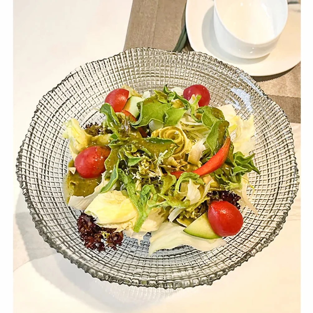 Miska do serwowania sałatek Szklana miska Miska do sałatek Szklana miska do sałatek Jedzenie Sztućce Zastawa stołowa Wysoka szklana miska Sashimi Warzyw Plateround Bowl Miska Sałatkowa(S)