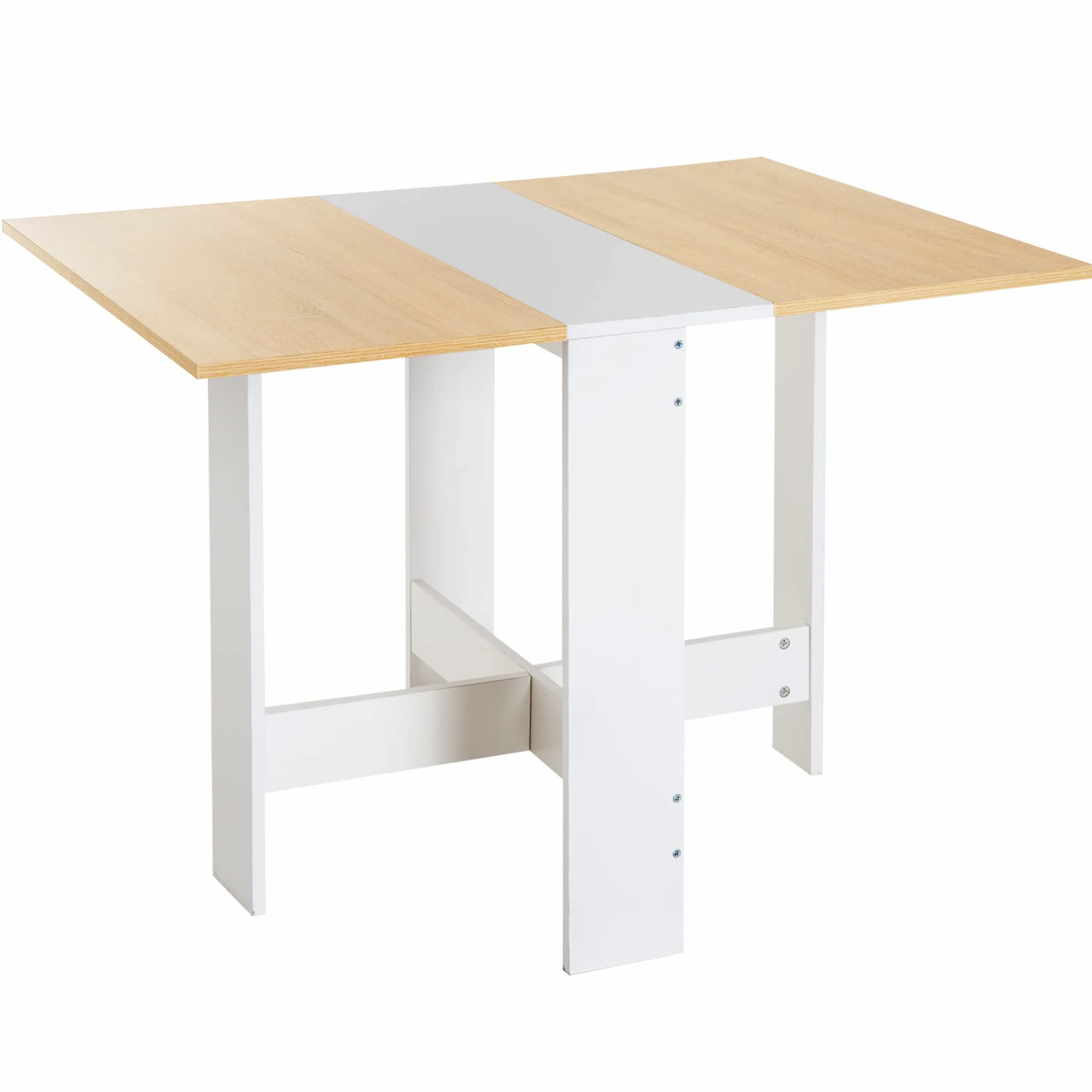 HOMCOM Składany stół kuchenny 103 dł. x 76 cm x 74 cm z dwukolorowego drewna dąb biały