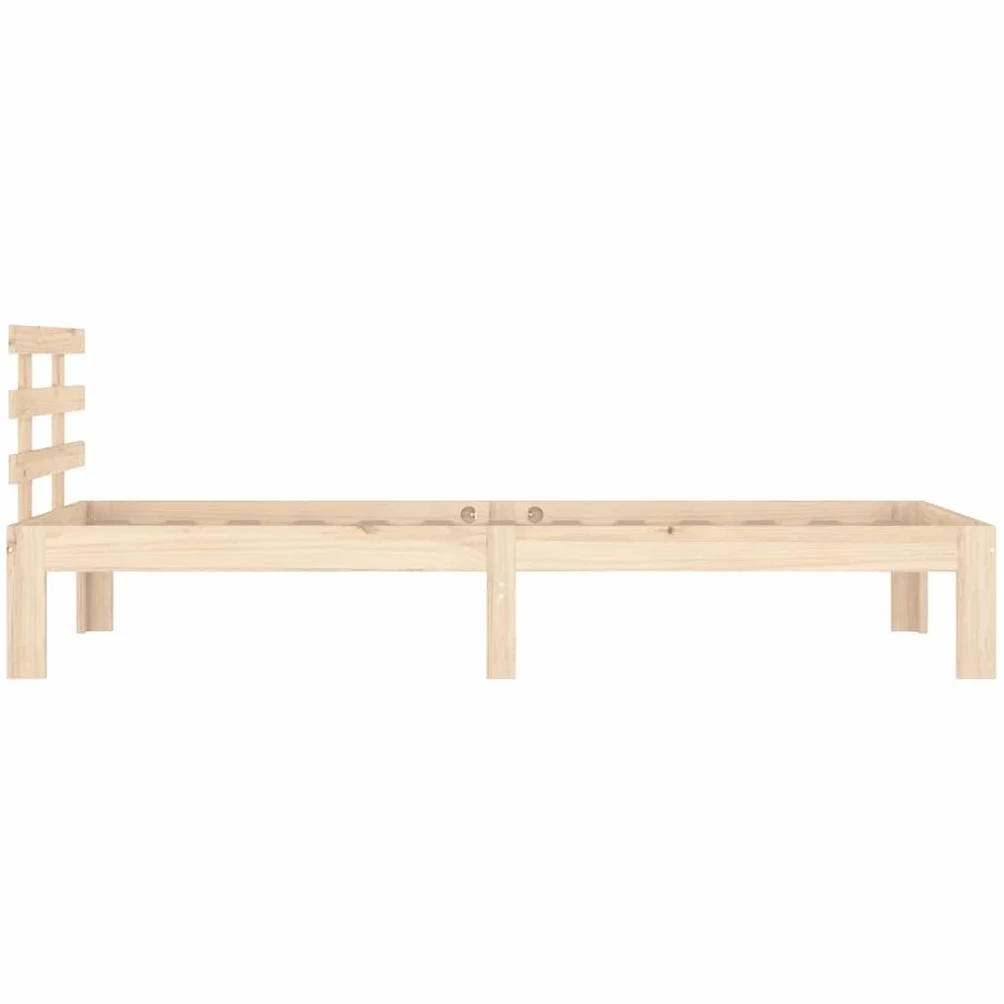 lite drewno sosnowe nowoczesna sypialnia z zagłówkiem 100 x 200 cm brąz | Rama łóżka lite drewno sosnowe 100x200 cm stelaż z zagłówkiem do sypialni