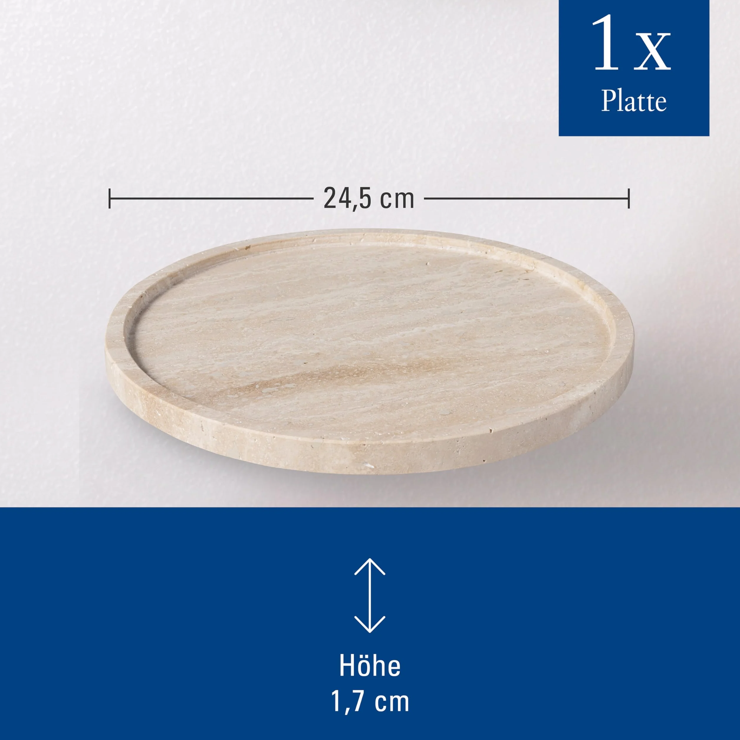 Villeroy & Boch – Manufacture Travertine talerz do serwowania, praca ręczna, elegancki talerz do serwowania z naturalnego kamienia w odcieniach piasku, talerz kamień, naczynia, trawertyn