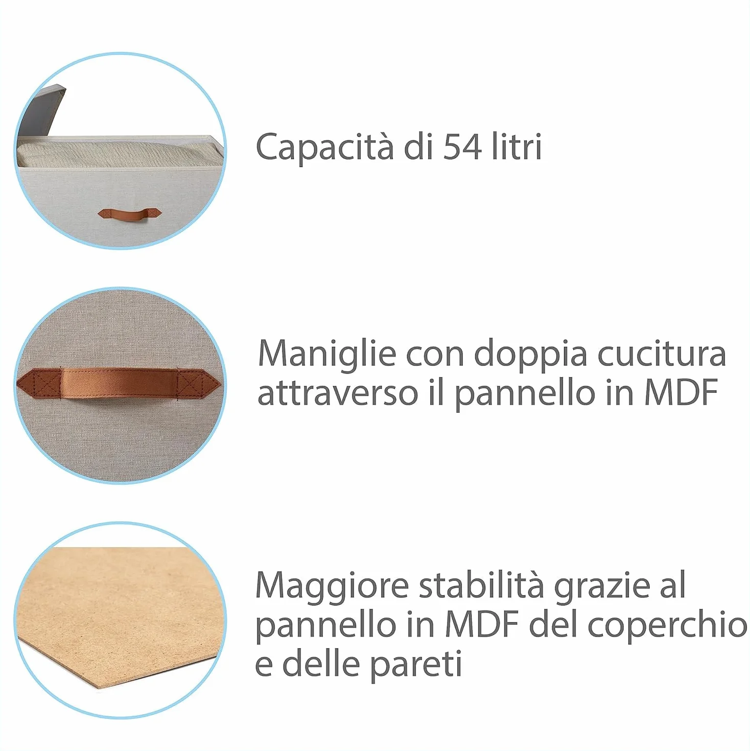 LOVE IT STORE IT Premium pudełko do przechowywania z pokrywką – z wysokiej jakości mieszanki lnu i bawełny – wzmocnione drewnem – bardzo duże i stabilne – beżowe – 54 x 40 x 25 cm